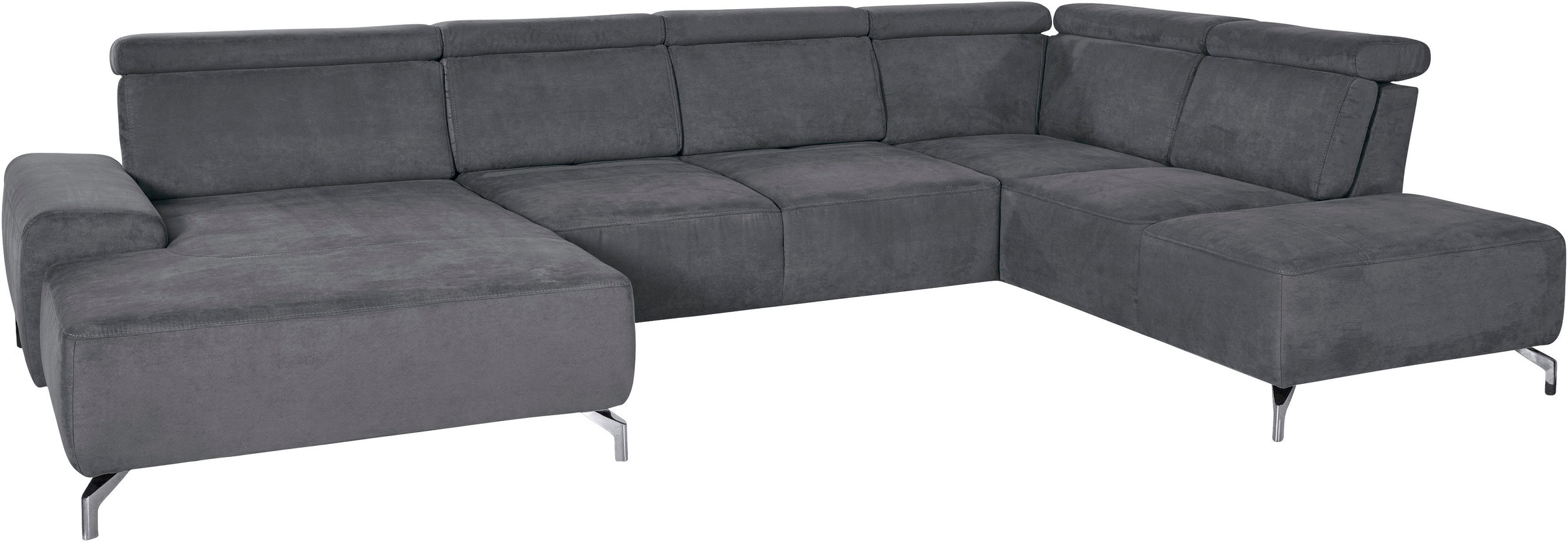 sit&more Wohnlandschaft »Gizeh U-Form«, 12 cm Fußhöhe, inklusive Sitztiefenverstellung und Kopfteilverstellung