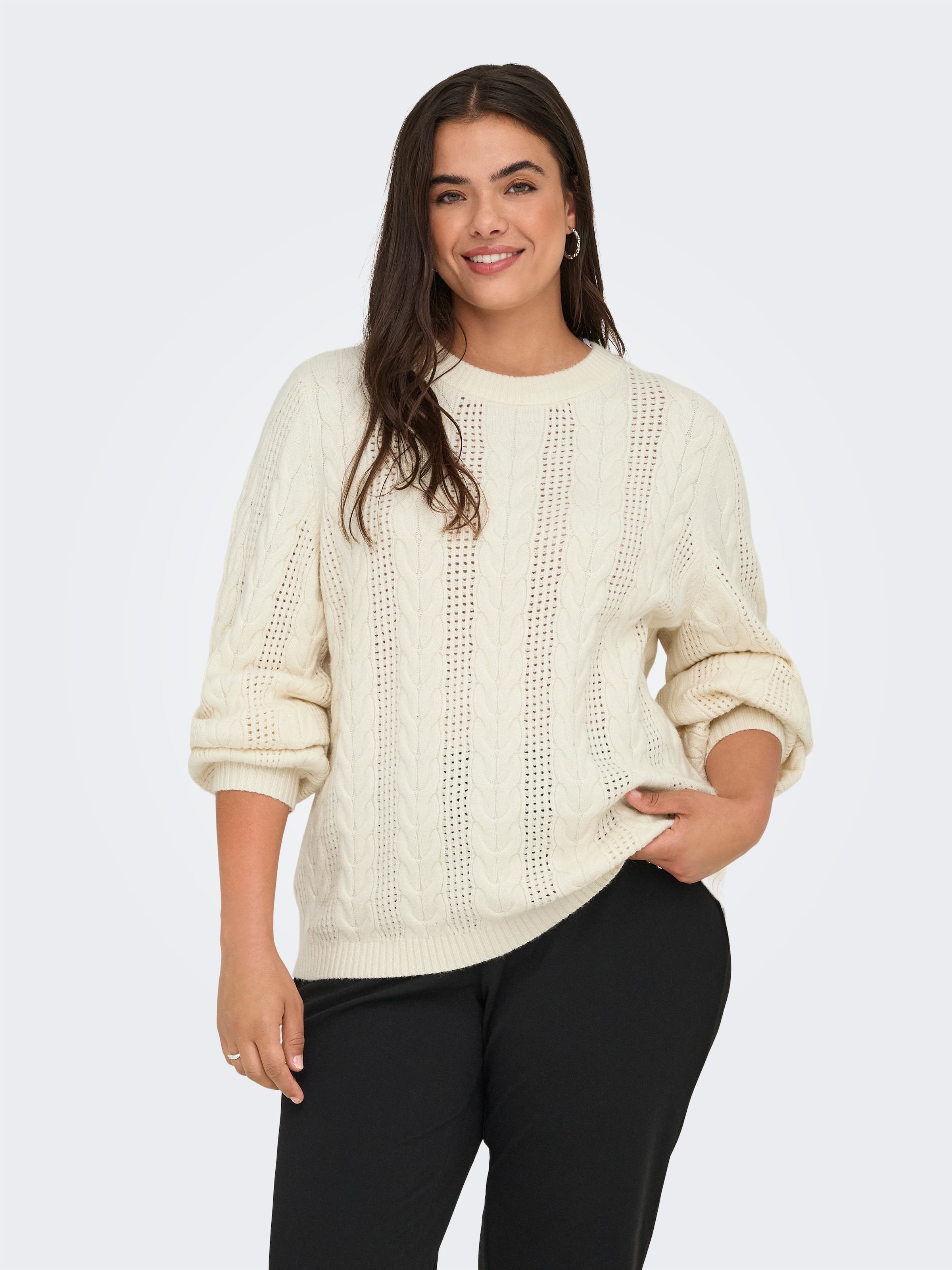 ONLY CARMAKOMA Strickpullover "CARRUBINA LS CABLE O-NECK KNT NOOS" günstig online kaufen