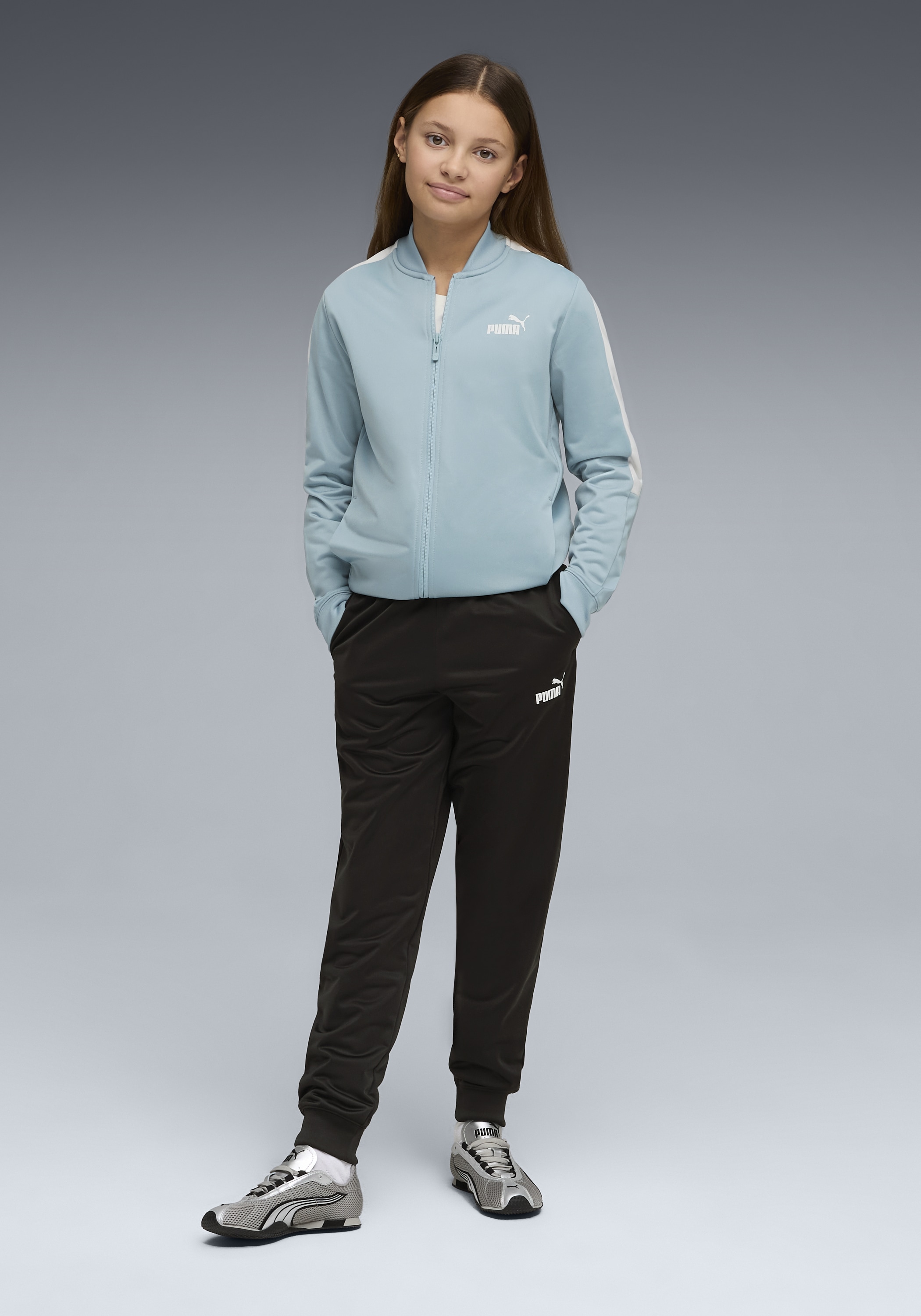 PUMA Trainingsanzug »POLY BASEBALL SUIT G« 2 tlg. 2-teilig, mit Stehkragen, mit elastischem Bund