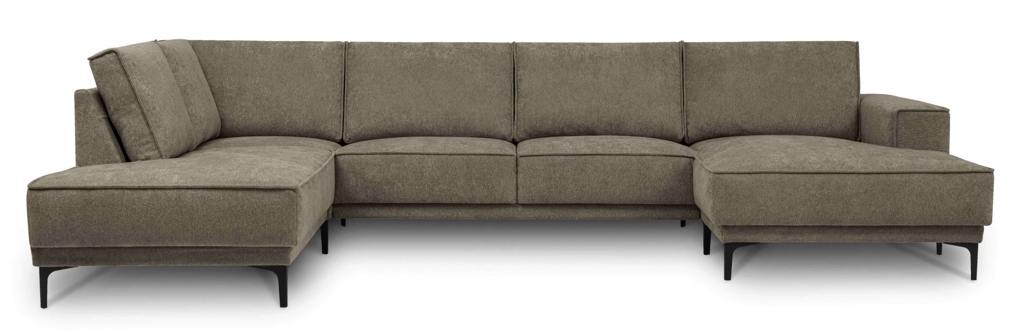 Places of Style Wohnlandschaft »XXL Sofa Oland, Struktur, Flachgewebe, Luxus-Microfaser, Boucle«, U-Form, 345 cm, Wellenunterfederung, Skandi-Design, Metallfüße