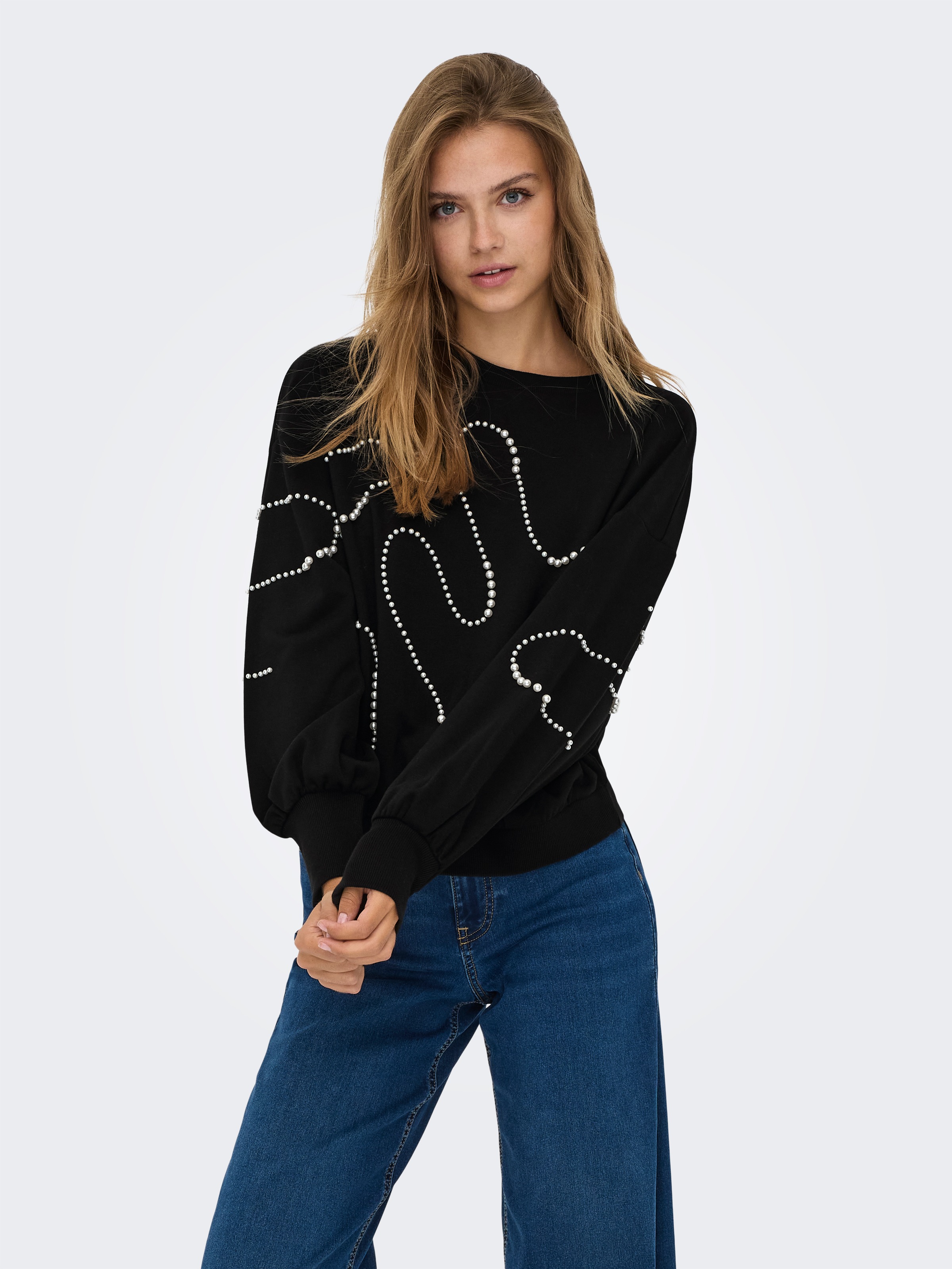 ONLY Sweatshirt "ONLBROOK L/S PEARL DETAIL CS SWT" günstig online kaufen