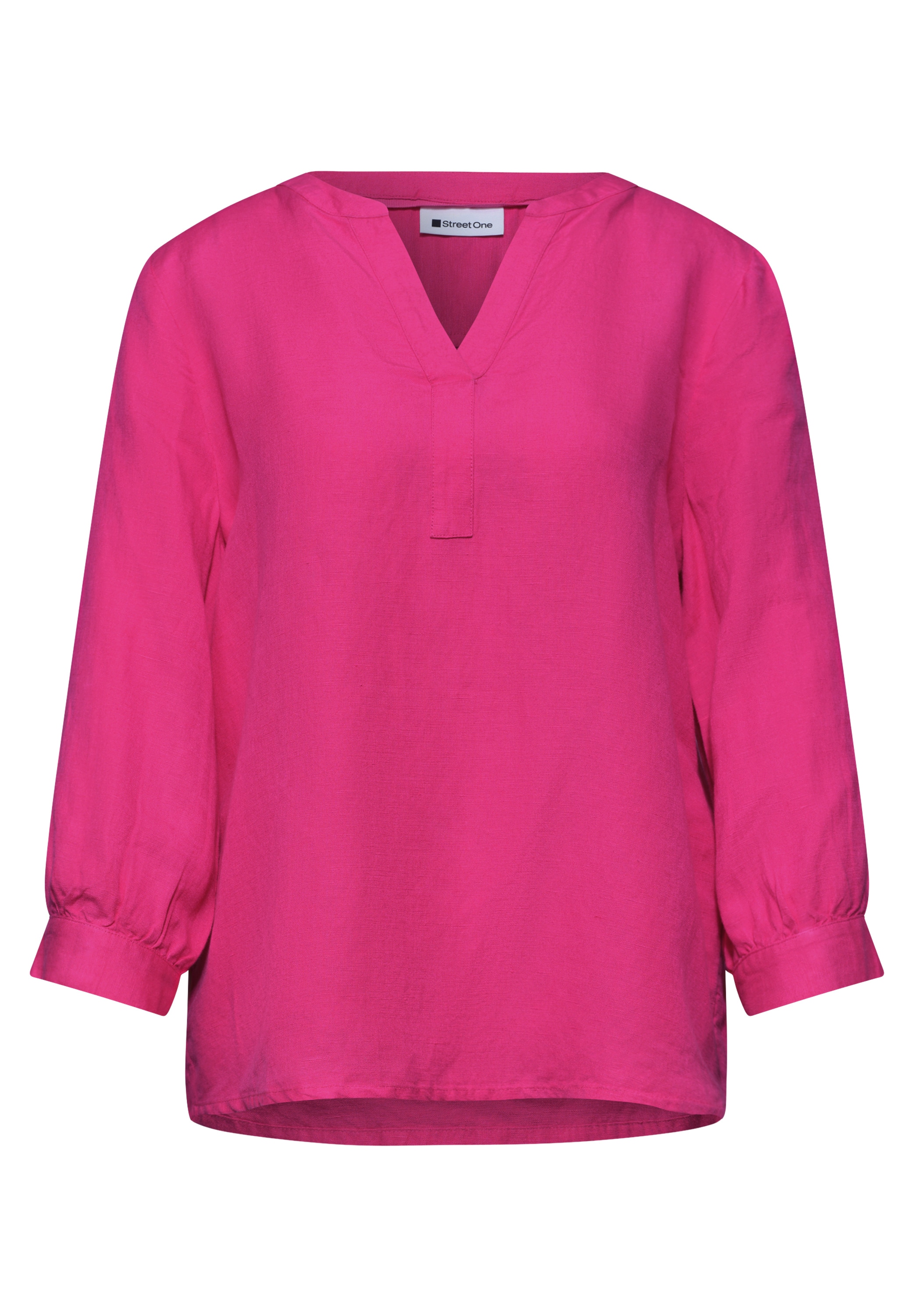 STREET ONE Shirtbluse mit geschlitztem Rundhalsausschnitt
