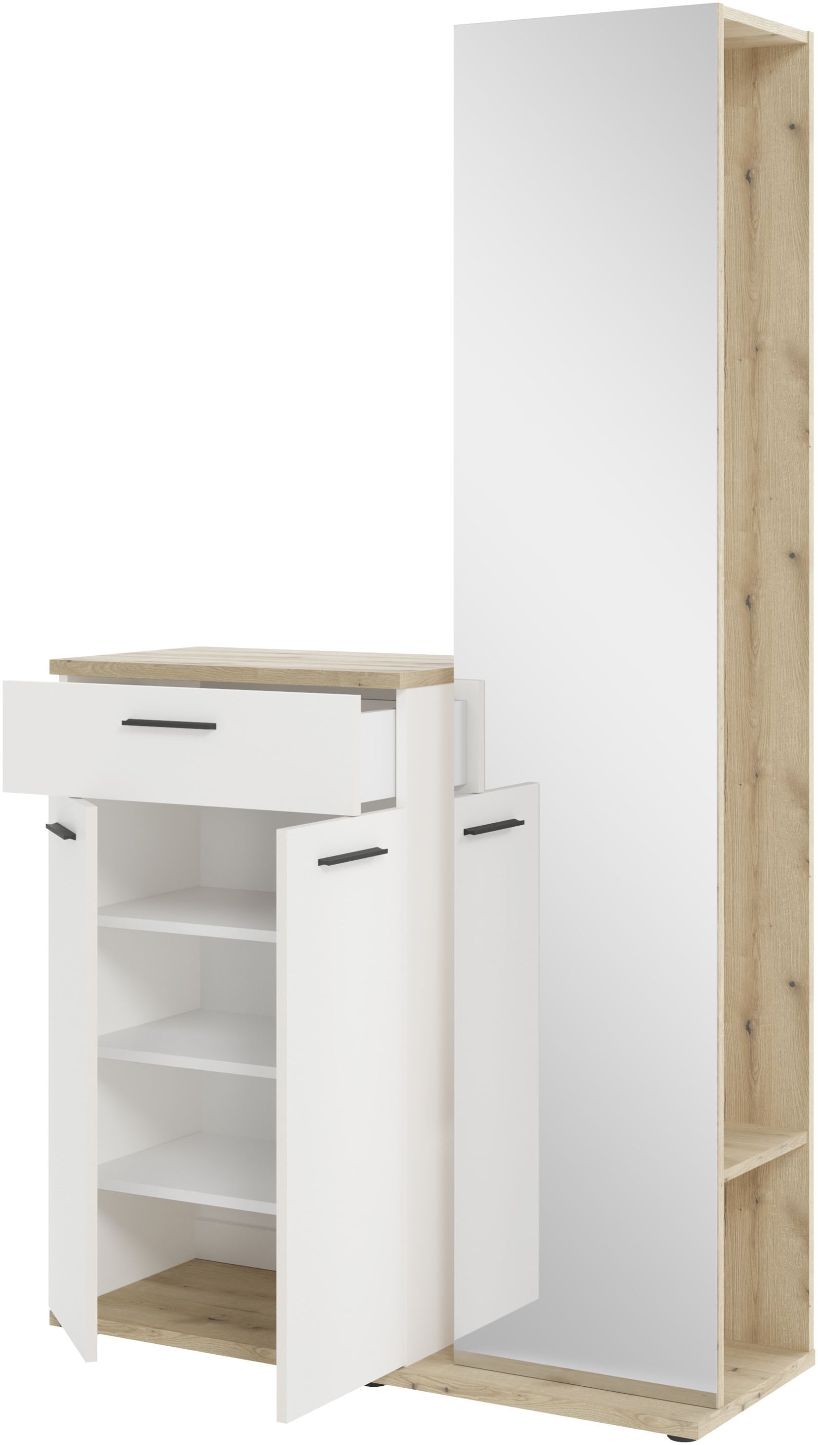 HBZ Garderoben-Set »Kompaktgarderobe, BxHxT 105x188x38 cm mit Spiegel«, (2 St.), Breite 105cm, Softclose, Melaminbeschichtet