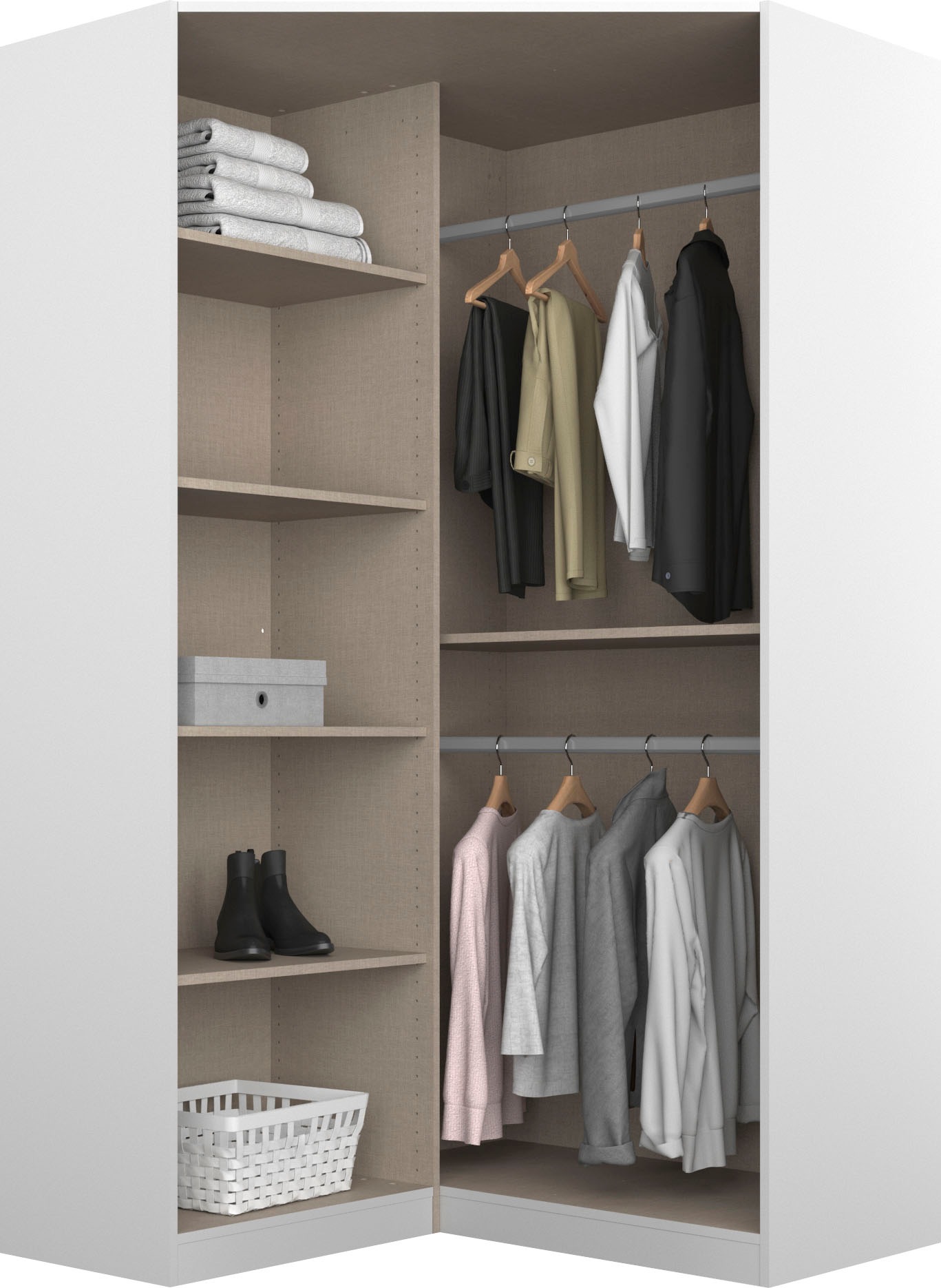 rauch Schrank-Set »Kleiderschrank Schrank Garderobe Garderobenschrank Eckschrank HOMBURG«, viel Stauraum, oberer Schubkasten mit Einteilung MADE IN GERMANY