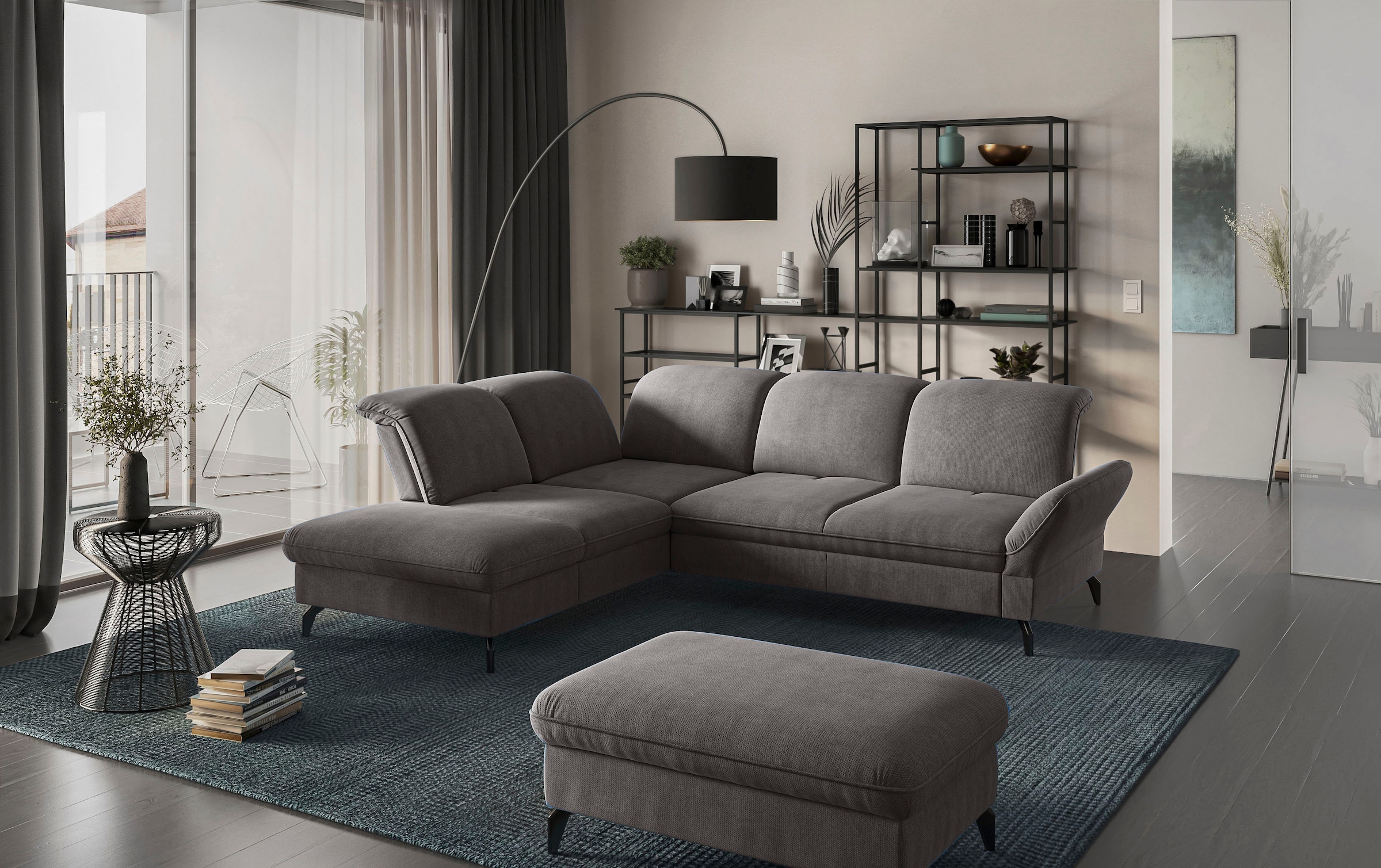 sit&more Ecksofa »Leandro L-Form«, Wahlweise mit Bett-, Kopfteil - und Armlehnfunktion, sowie Stauraum