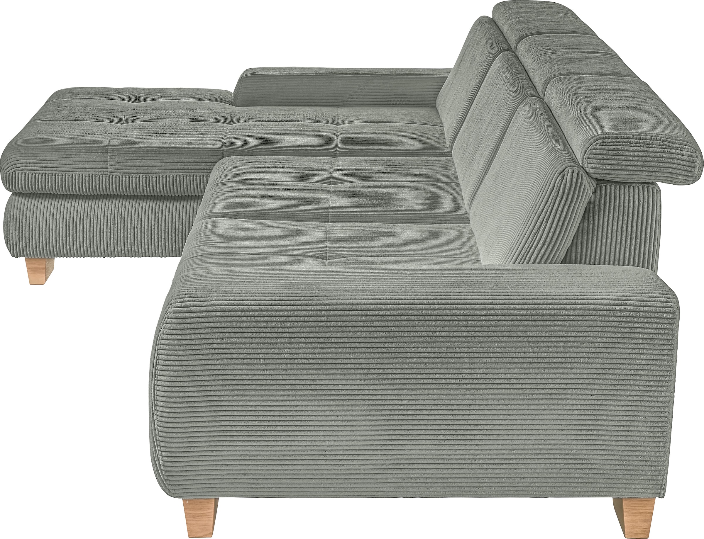 set one by Musterring Ecksofa »SO 3400 Sitzhöhe 47cm oder 49cm, Sitztiefe verstellbar, B/T: 307/195cm«, whlw. mit Funktion, Kaltschaum, in Cord, lind, Sitzhöhe 47