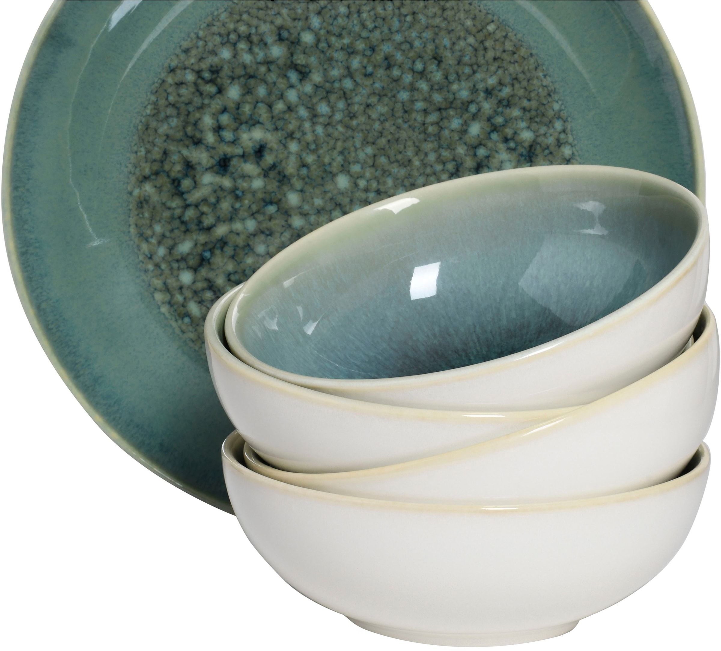 CreaTable Kombiservice »Caldera, Kombi-Service, 16-tlg«, (Set, 16 tlg.), Reaktivglasur