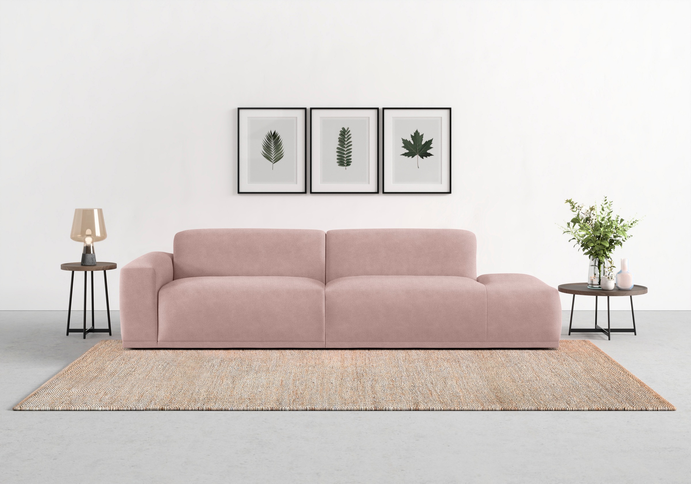 TRENDMANUFAKTUR Big-Sofa "Braga, mit hochwertigem Kaltschaum, Megasofa, Japandi-Design" modernes Big-Sofa, Couch mit hohem Sitzkomfort, 277/72/107 cm (B/H/T)