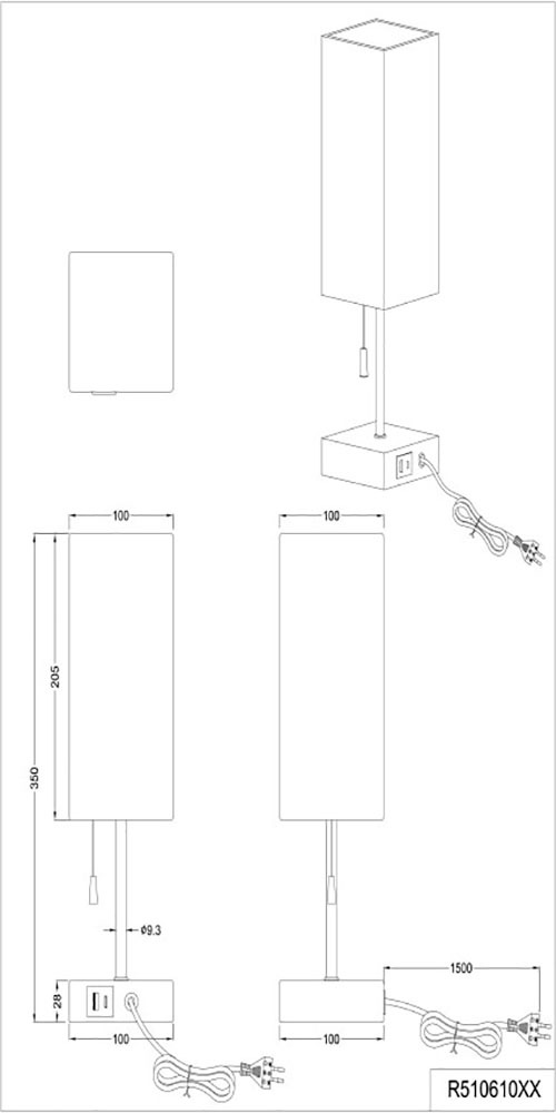 TRIO Leuchten Schreibtischlampe »Ole«, 1 flammig, Leuchtmittel E27 | ohne Leuchtmittel, Nachttischlampe Zugschalter USB-C Lademöglichkeit exkl 1xE27 max 25W