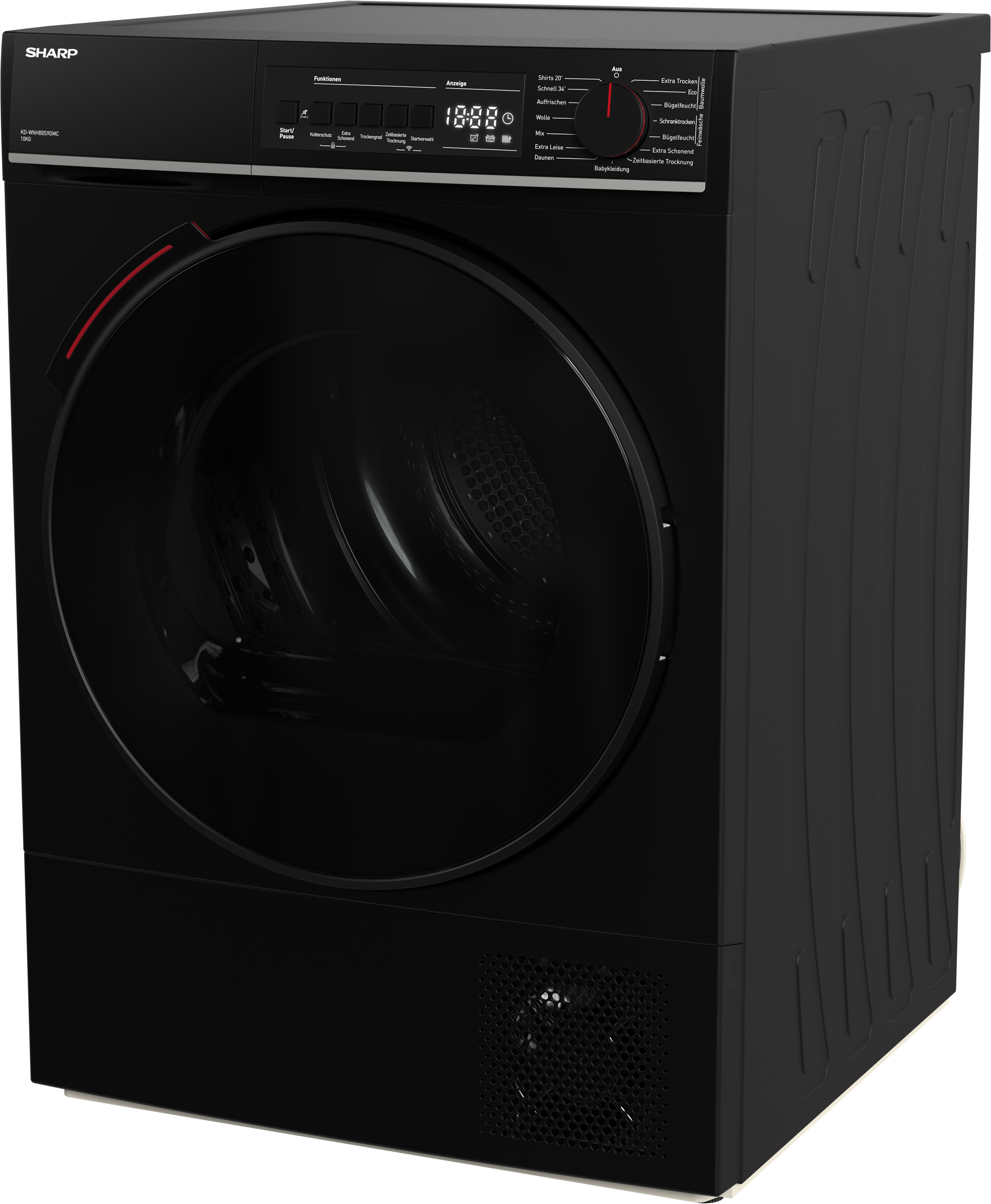 Sharp Wärmepumpentrockner »KD-WNHB0S9GMC-DE« 10kg / +WIFI / EEKC / 2 Tasten / XXL-Tür voll-schwarz / Mat Black