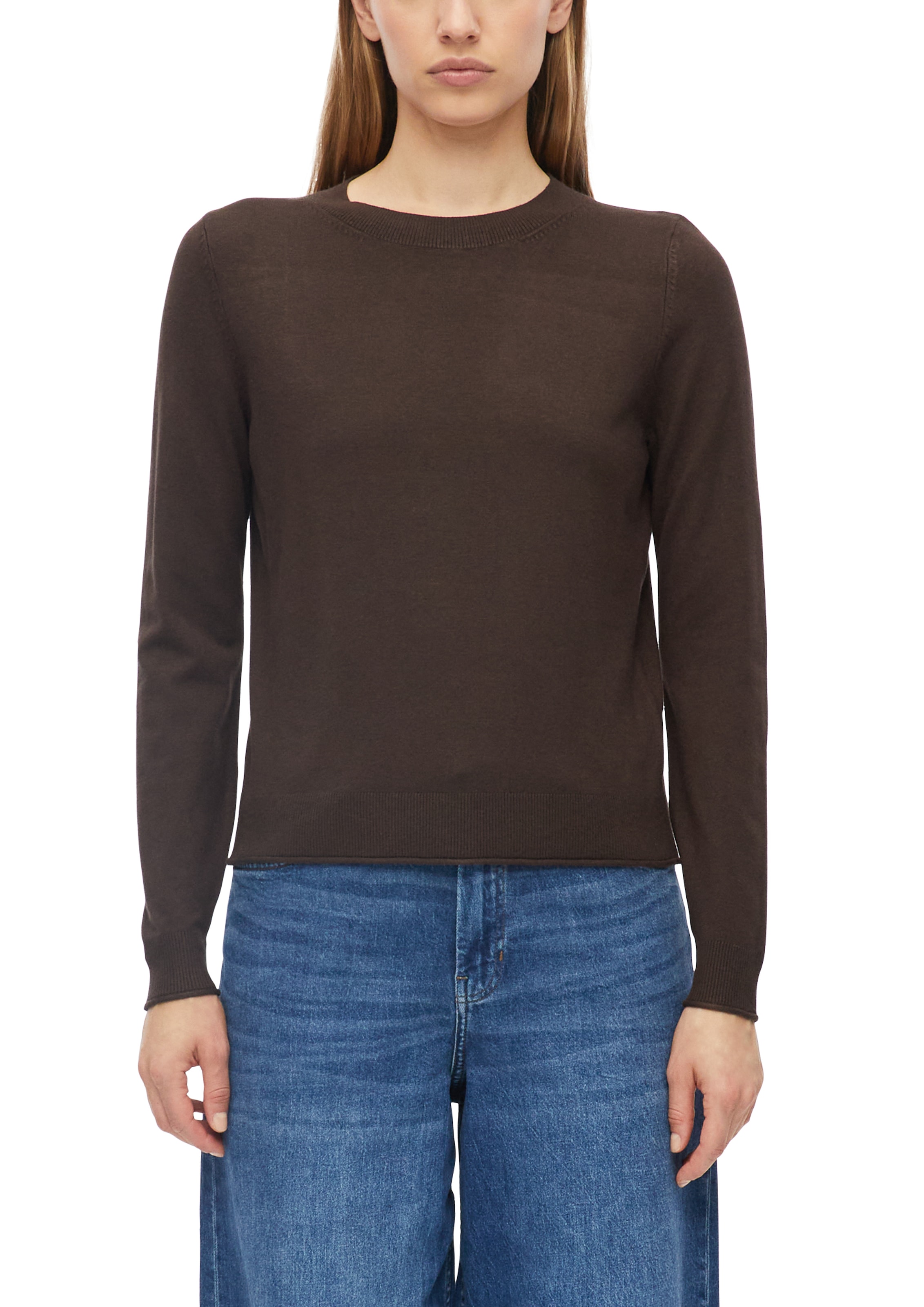 s.Oliver Rundhalspullover Rollabschlüsse an Ärmeln und Saum
