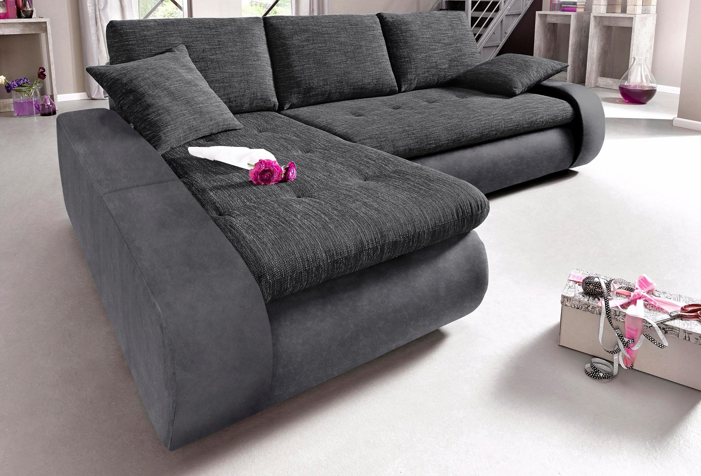 TRENDMANUFAKTUR Ecksofa »Indie, modern und bequem, Materialmix, OTTOs Choice, L-Form«, wahlweise XL oder XXL