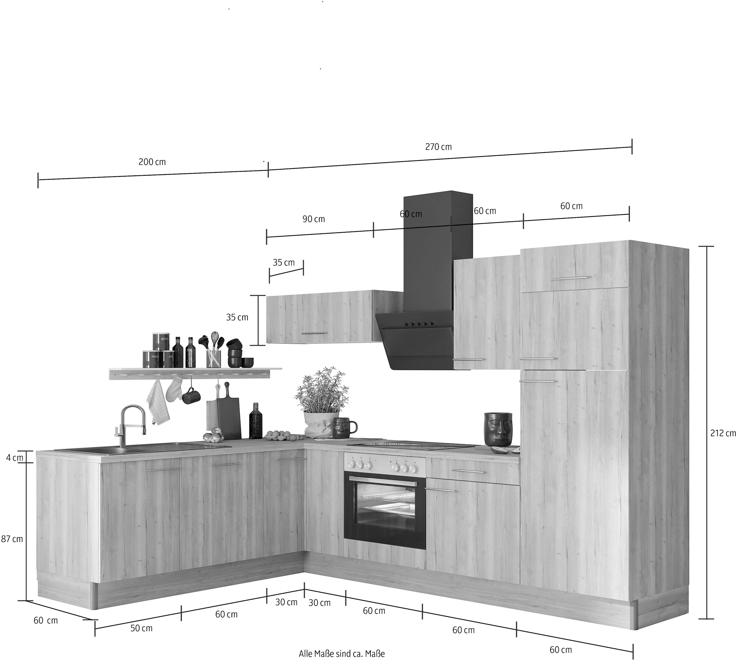 OPTIFIT Küche »Klara«, 200 x 270 cm breit, wahlweise mit E-Geräten  bestellen | BAUR