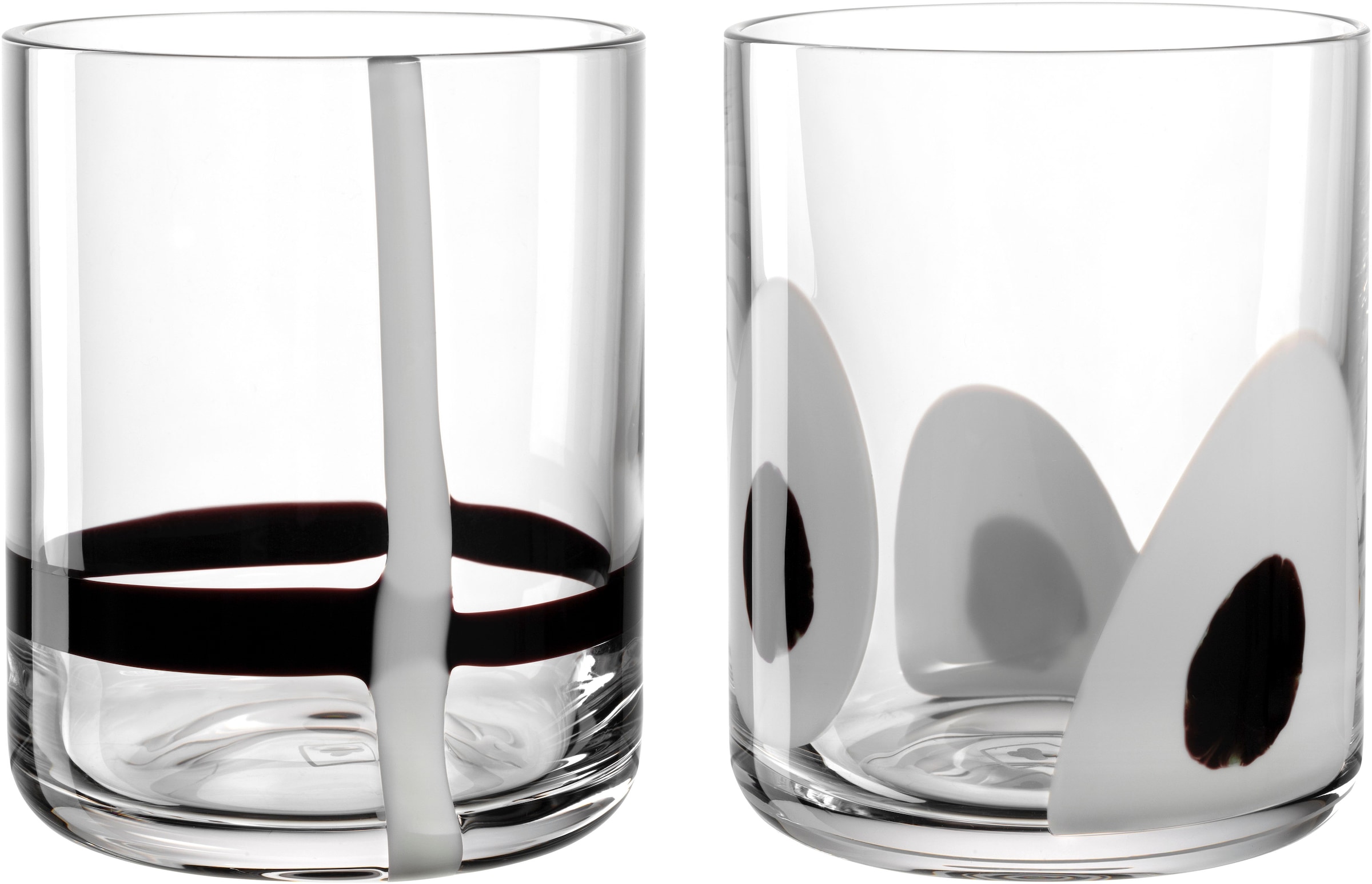 LEONARDO Gläser-Set »Trinkglas BANDA NERA, 300 ml, 2er-Set«, (Set, 2 tlg.), mit weißen und schwarzen Dekor