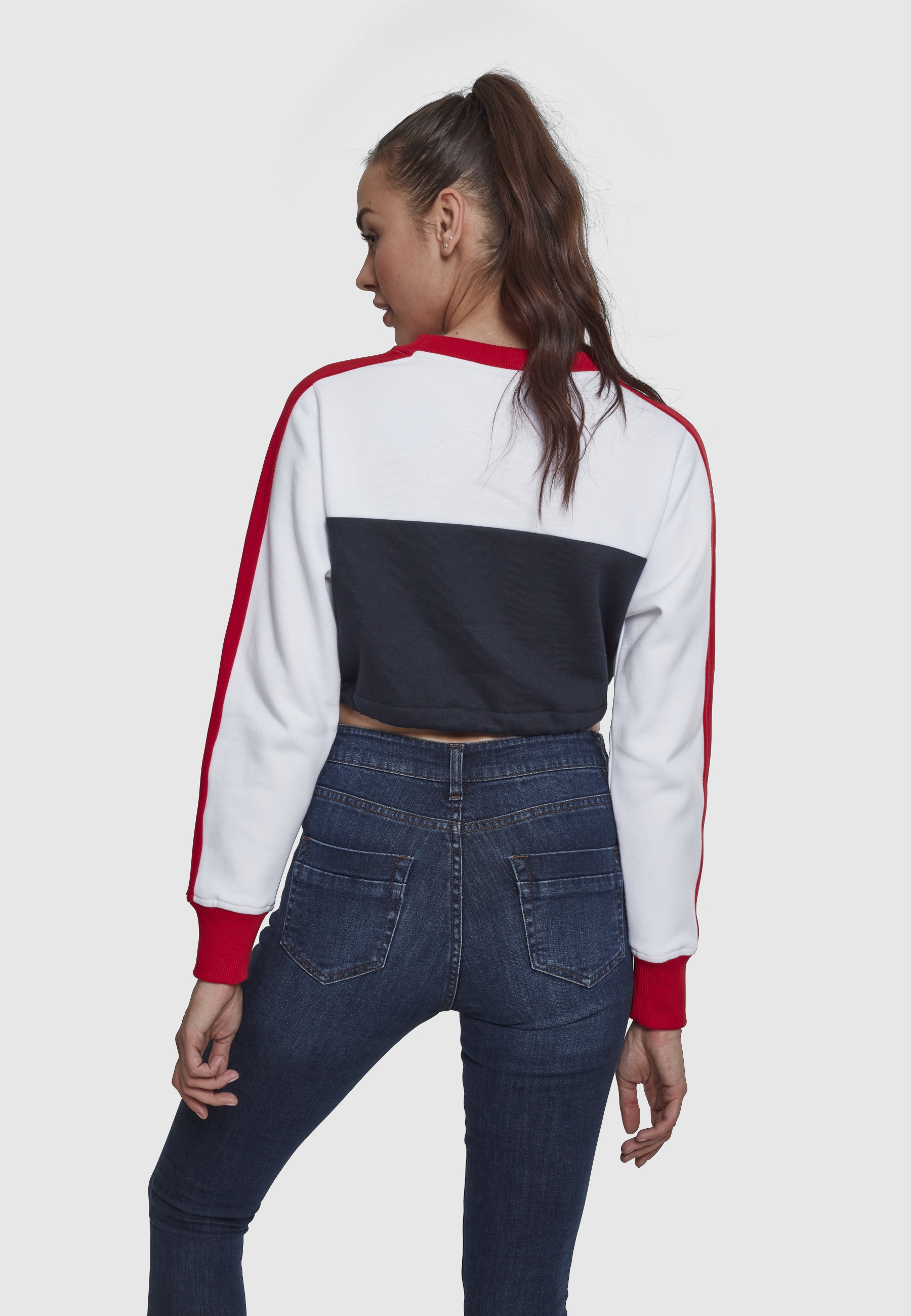 URBAN CLASSICS Sweatshirt »Urban Classics Damen Ladies Cropped 3-Tone Stripe Crew«, 1 Stk.
