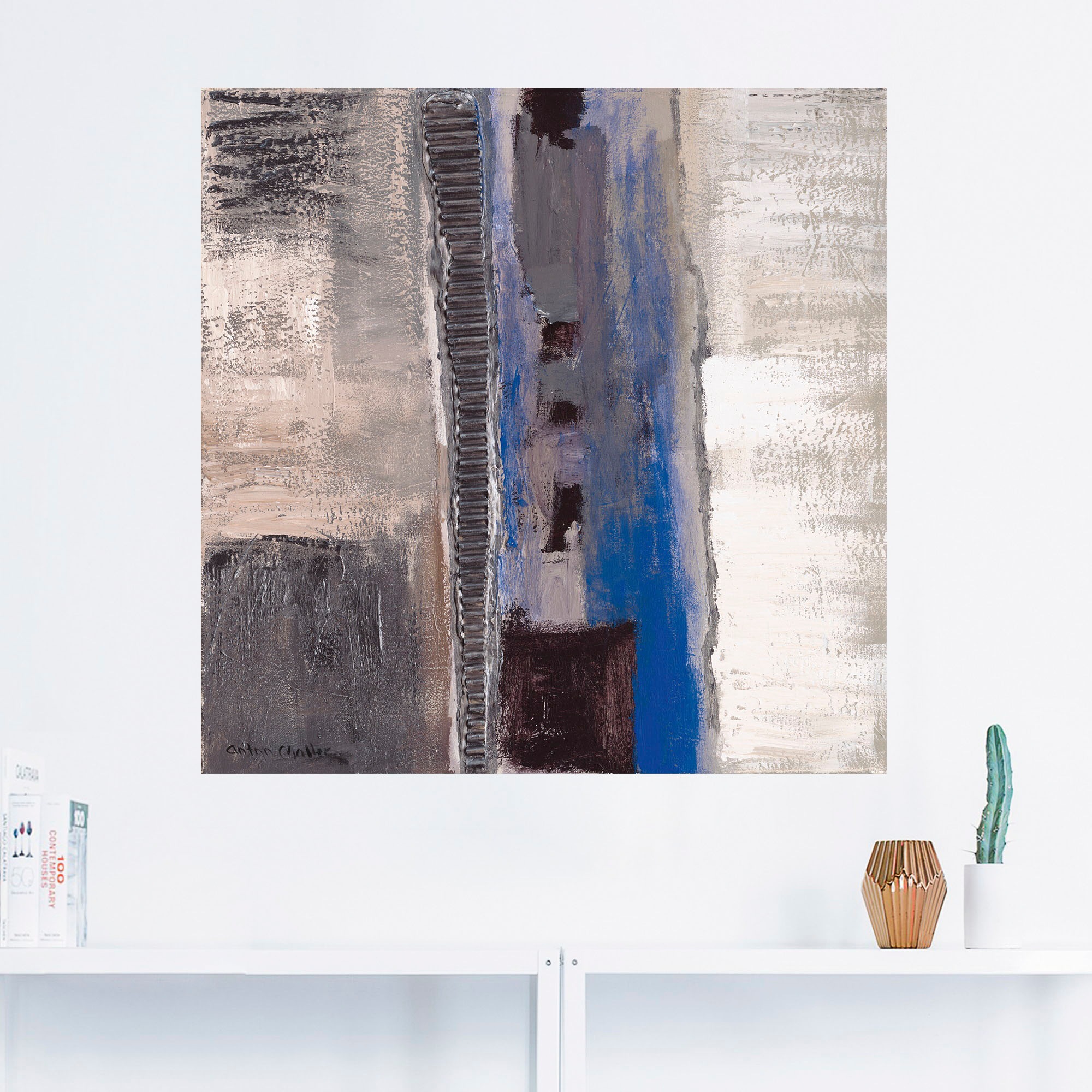 Artland Wandbild »Blau-silber Abstrakt II«, Muster, (1 St.), als Leinwandbild, Poster in verschied. Größen