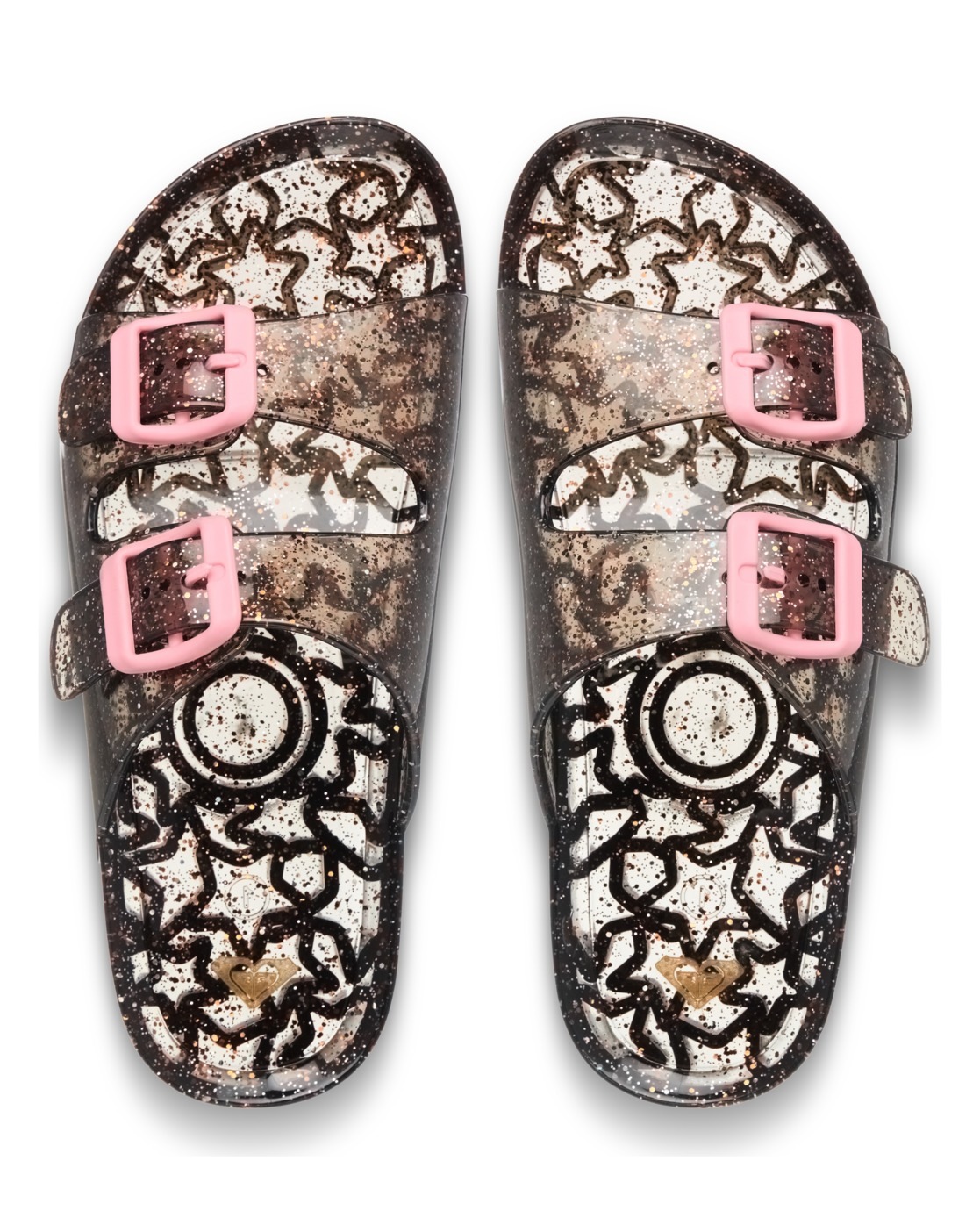 Sandale ROXY "Rg Kattie Glitter", Jungen, Gr. 34, schwarz, multi, Obermaterial:Obermaterial: 95% PVC/ 5% synthetische Kunststoffschnalle, Futter: N/A, Laufsohle: 100% synthetisches PVC;, Schuhe Sandale 2