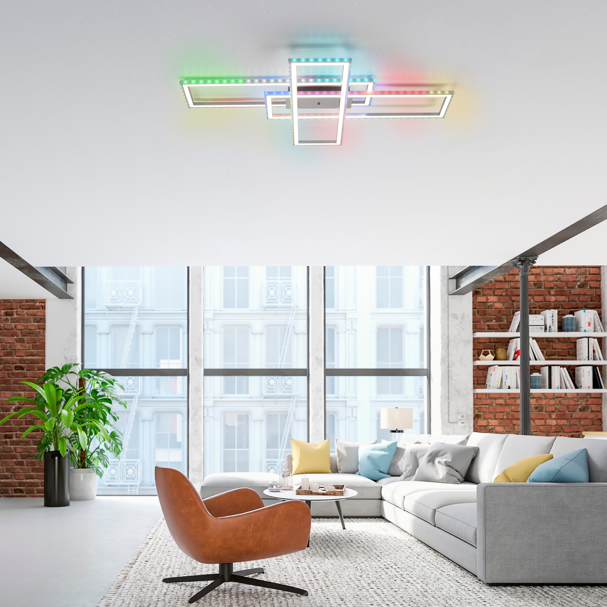 JUST LIGHT Deckenleuchte »FELIX60«, 2 flammig, Leuchtmittel LED-Board-LED-Board | LED fest integriert-LED fest integriert, LED, CCT - über Fernbedienung, RGB-Rainbow, Fernbed., Infrarot inkl.