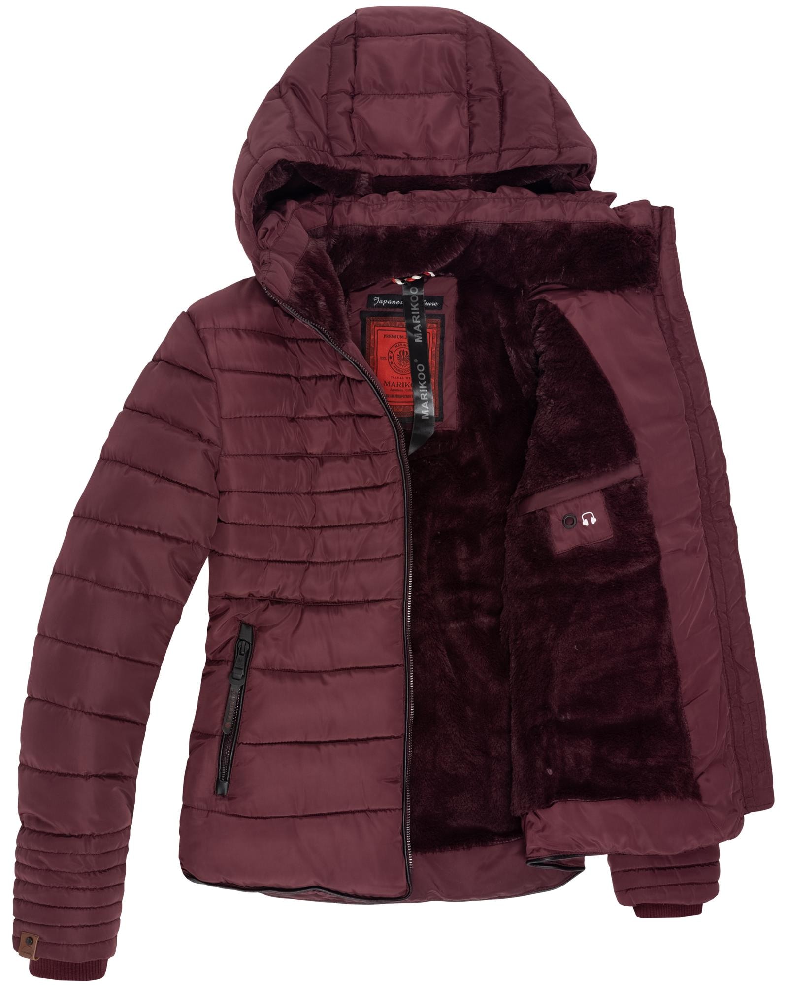 Marikoo Winterjacke »Amber«, mit Kapuze, stylische Steppjacke mit Teddyfutter