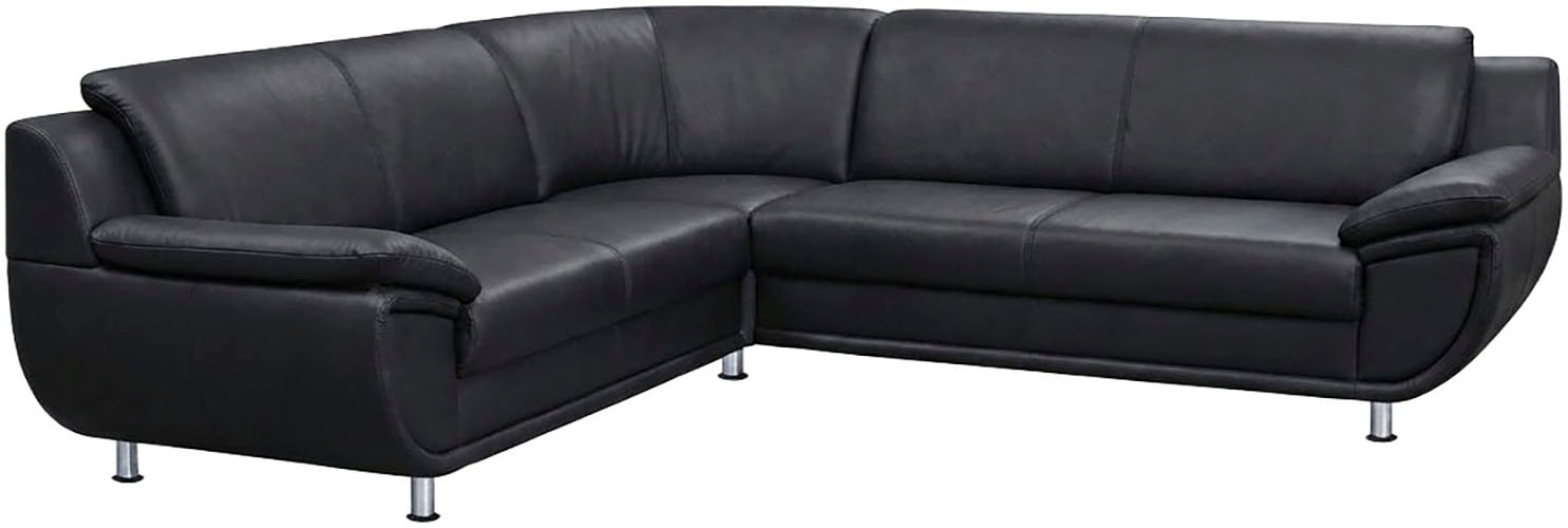 TRENDMANUFAKTUR Ecksofa "Rondo wahlweise mit Schlaffunktion, bequeme Armlehnen" L-Form, wahlw.mit Federkern, Füße chromfarben, Unser Dauertiefpreis