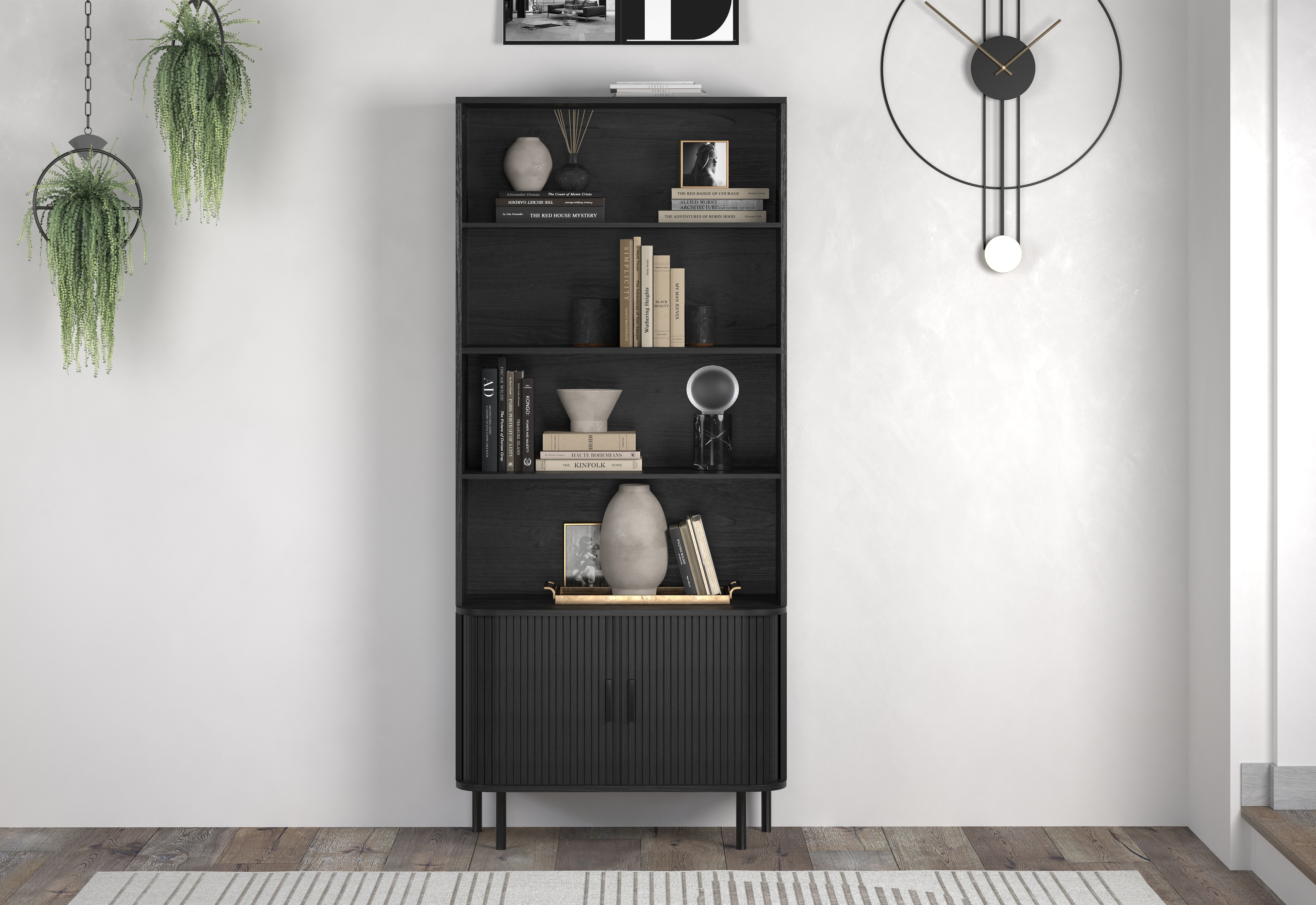 Home affaire Bücherregal "Ronda" 1 Stk. tlg. Standregal mit Schiebetüren - Maße (B/T/H) 80/40/172 cm