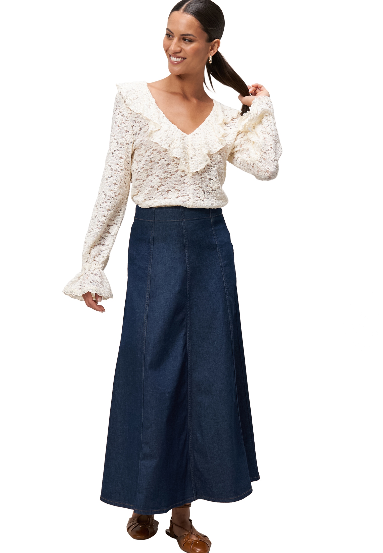 Zero Blusentop »zero Damen Boho-Bluse aus Spitze«