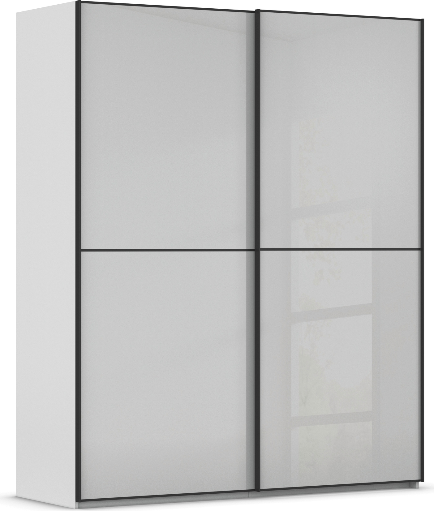 rauch Schwebetürenschrank "Kleiderschrank Schrank Garderobe Schlafzimmerschrank SCALE-DUO" edle zweigeteilte Türen Glas-Front mit 3 Zierleisten MADE IN GERMANY