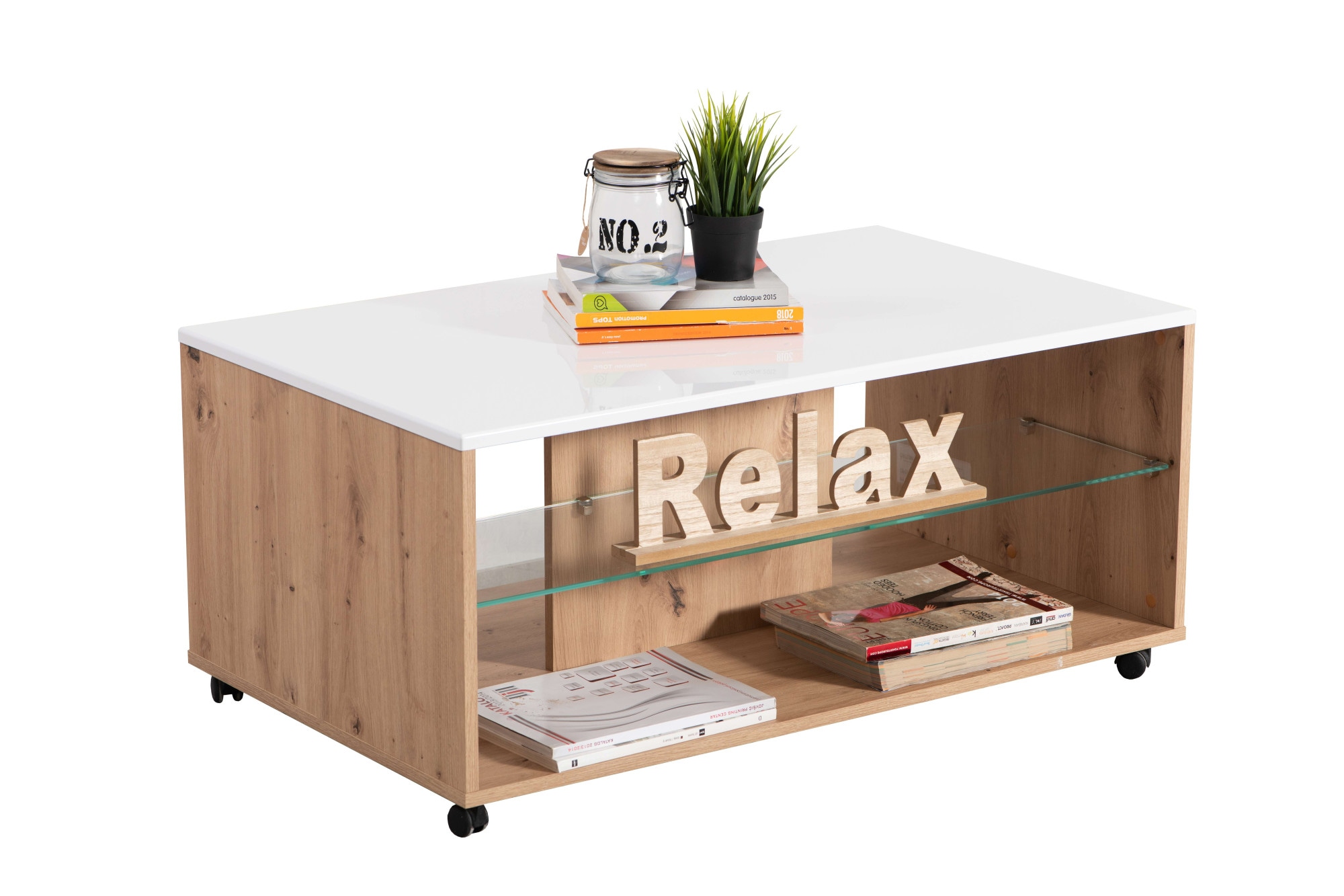 Home affaire Couchtisch »Bert Kaffetisch, 100 cm, in trendigen Farben, modern«, Hochglanzplatte, mit Rollen