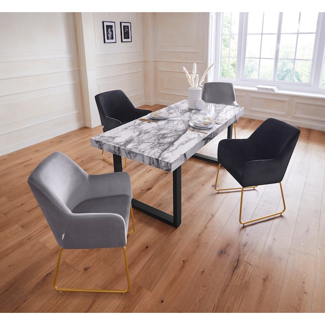 Guido Maria Kretschmer Home&Living Esstisch »Sinaia«, mit einer MDF  folierten Marmor-Optik Tischplatte, U-Gestell aus Metall kaufen | BAUR