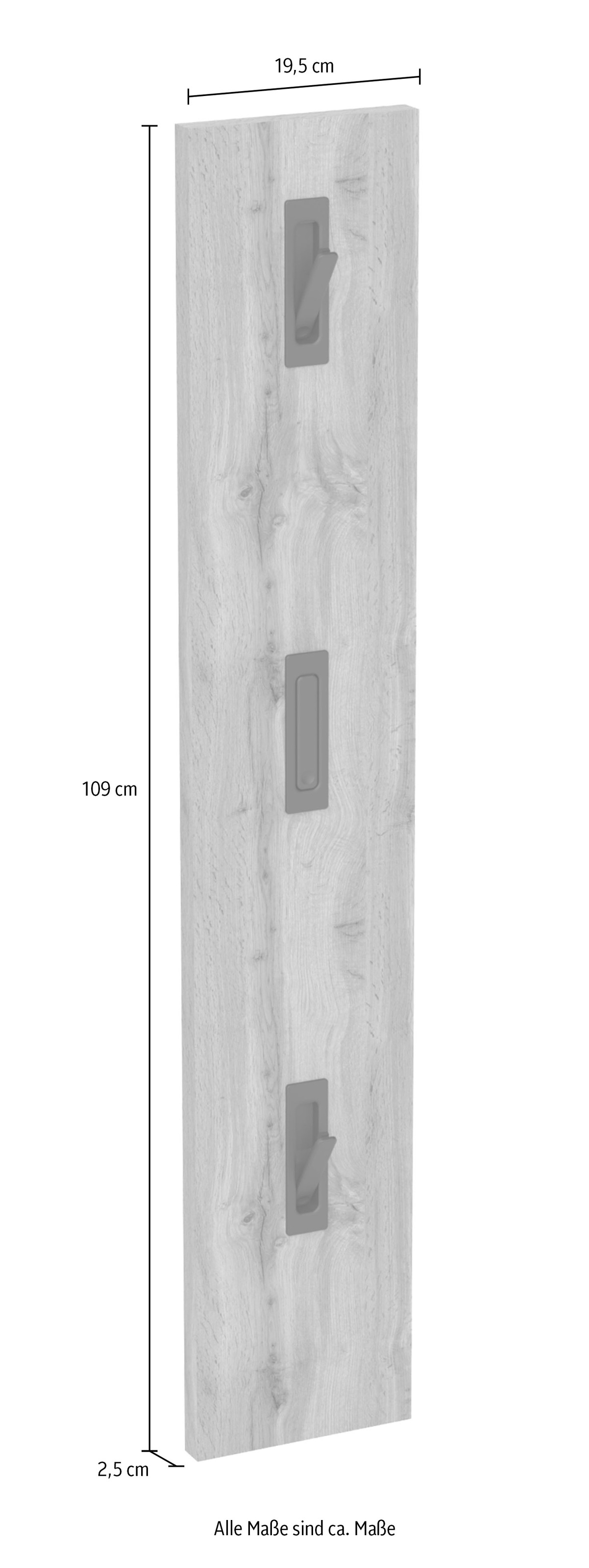 Schildmeyer Garderobenpaneel »Saga, mit 3 ausklappbaren Kleiderhaken, Made in Germany« 1 Stk. tlg. Fühlbare Holzstruktur, Made in Germany