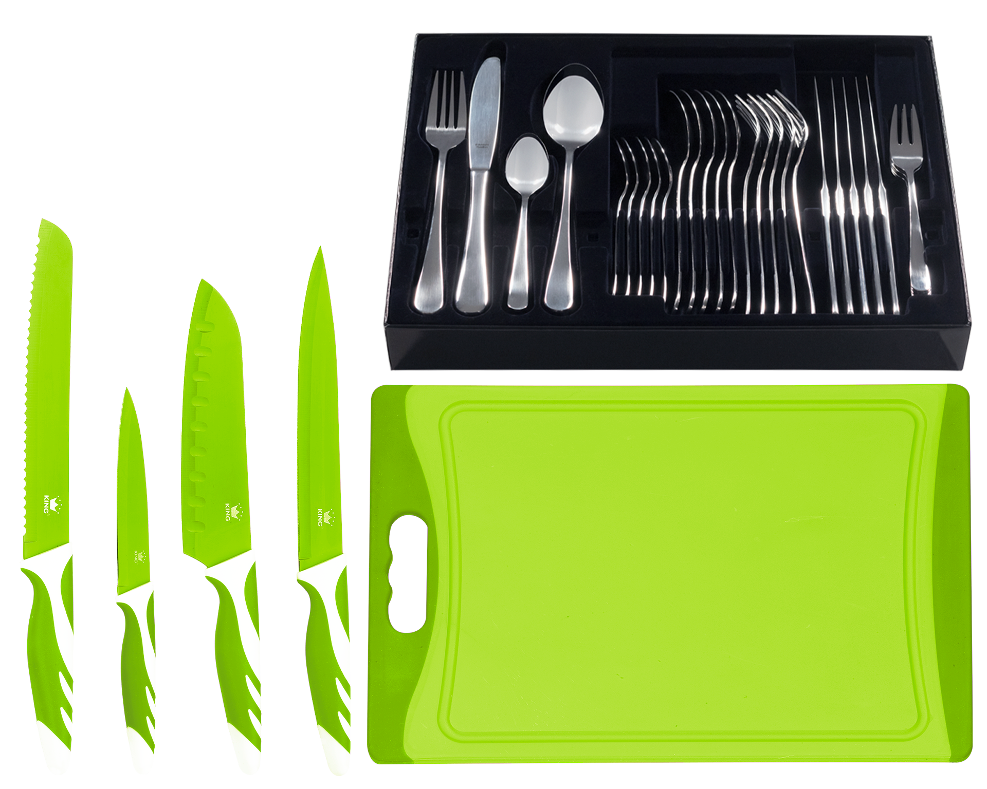 KING Besteck-Set ""BAS" inkl. Etui, 4 Küchenmesser und 1 Schneidebrett" günstig online kaufen