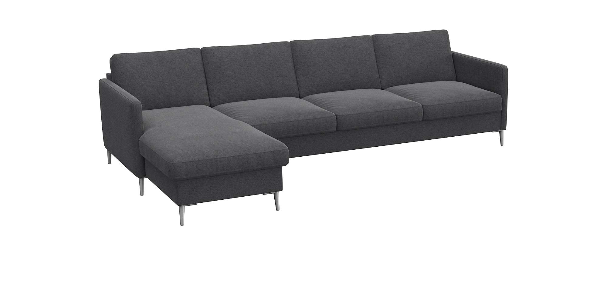 FLEXLUX Ecksofa »Fiore, super Sitzkomfort durch Kaltschaum im Sitz, L-Form« schmale Armlehnen, Füße Alu