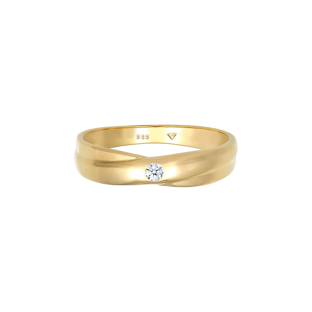 Elli DIAMONDS Verlobungsring »Wickelring Solitär Diamant (0.03 ct.) 585 Gelbgold« GU10195