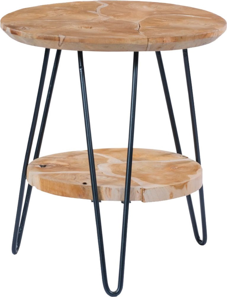 Kayoom Beistelltisch »Woodstock 225, Beistelltisch in Natur-Optik,hochwertiges Teakholz«, (1 St.), Hochwertiges Teakholz, Handarbeit, Abstand Tischplatte: 23 cm