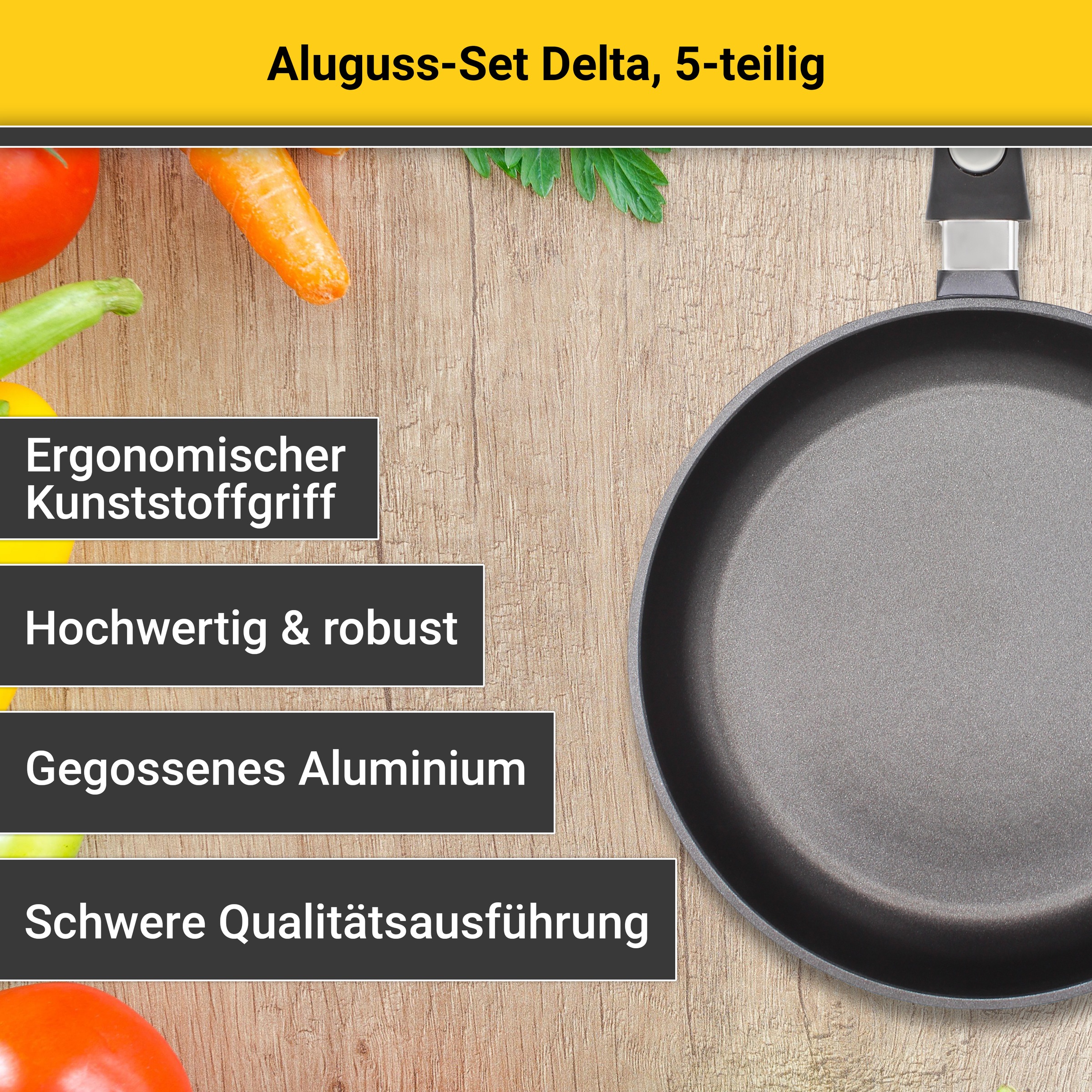 Krüger Topf-Set »Delta«, Aluminiumguss, (Set, 7 tlg.), für Induktions-Kochfelder geeignet