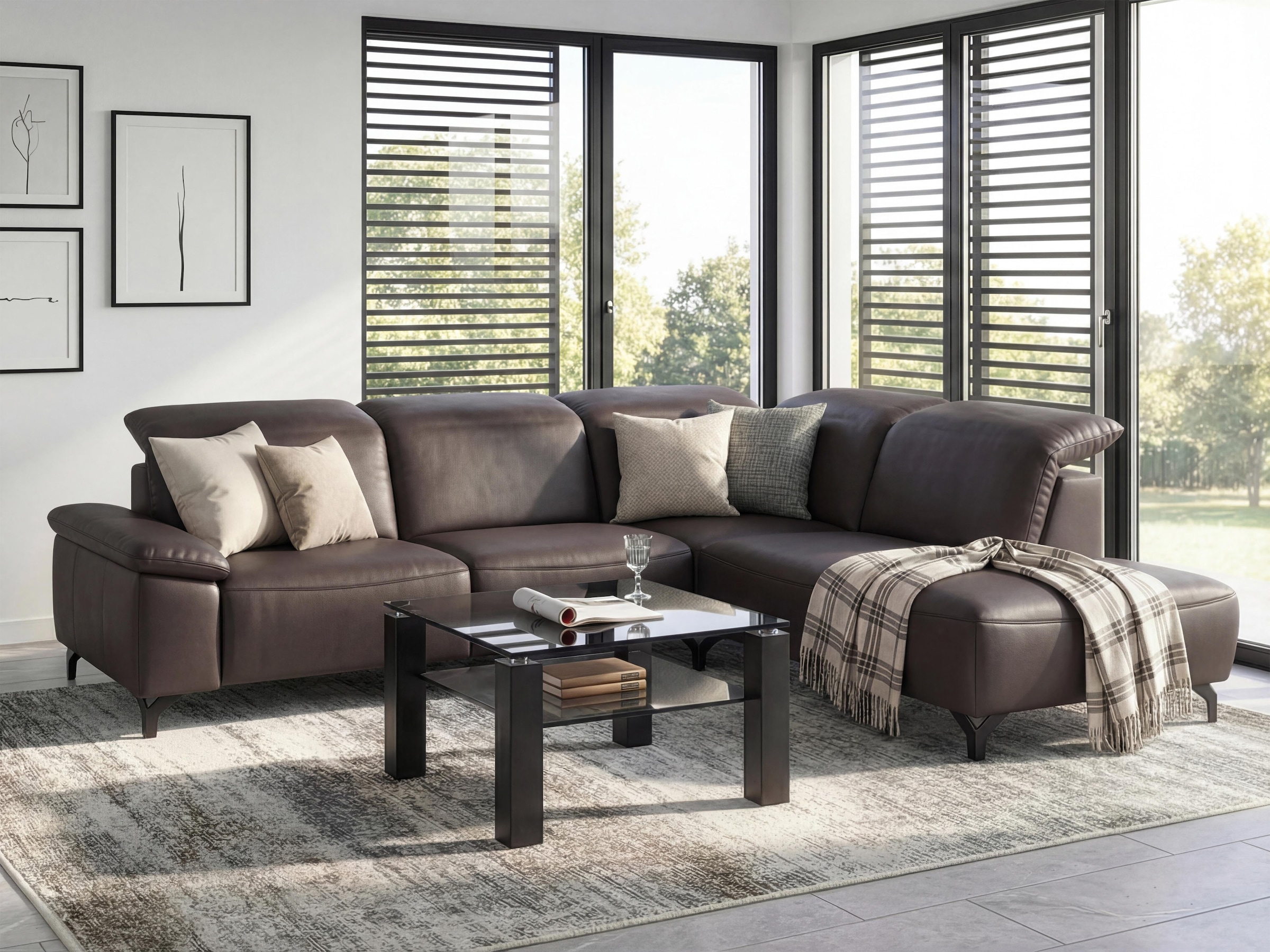 Musterring Ecksofa "MR370" Edles Leder in 3 Farben, Sitzkomfort nach Wahl, Maße 288 x 241 cm