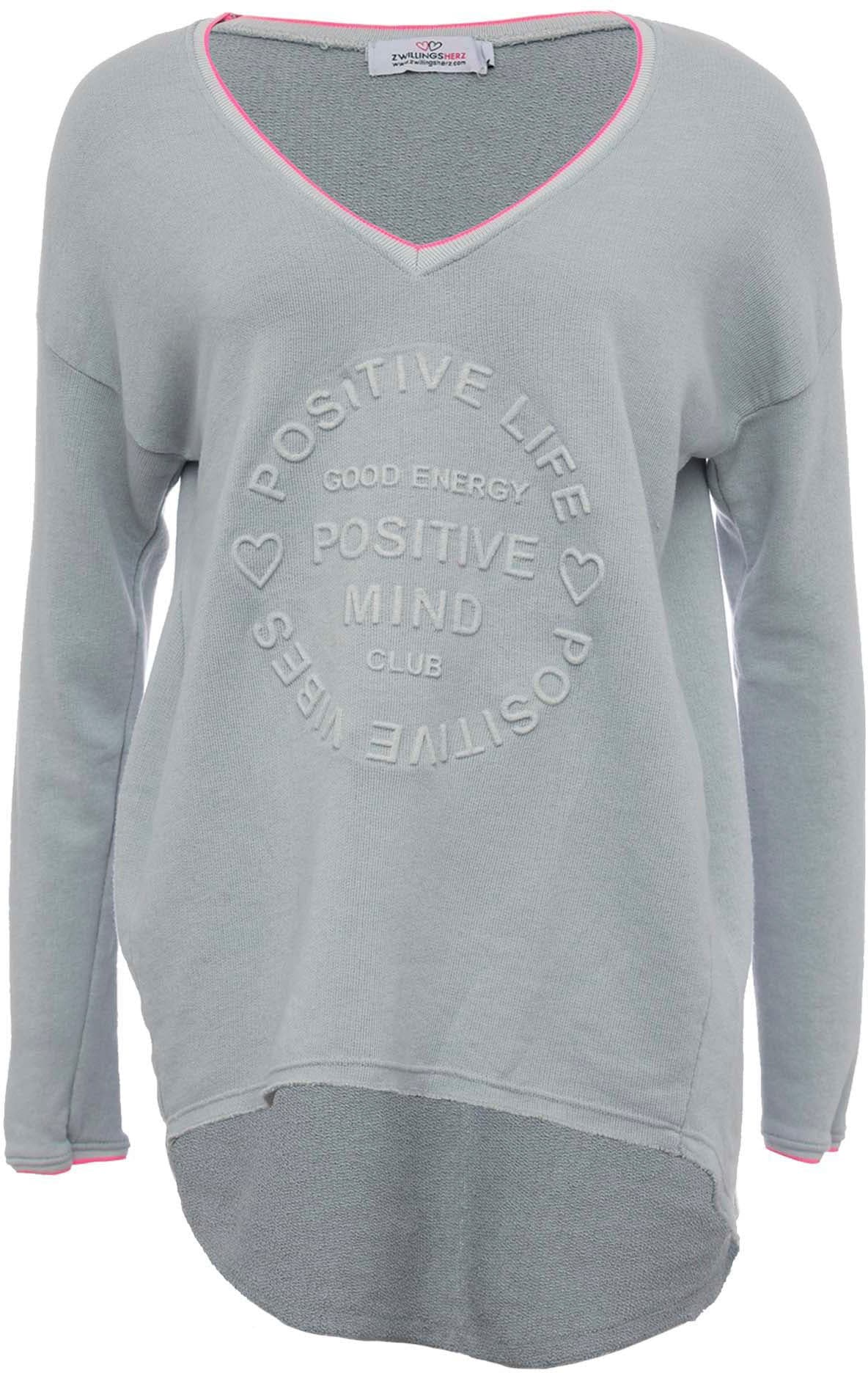 Zwillingsherz Sweatshirt "Sweatshirt Positive Mind mit Neonkante", V-Aussch günstig online kaufen