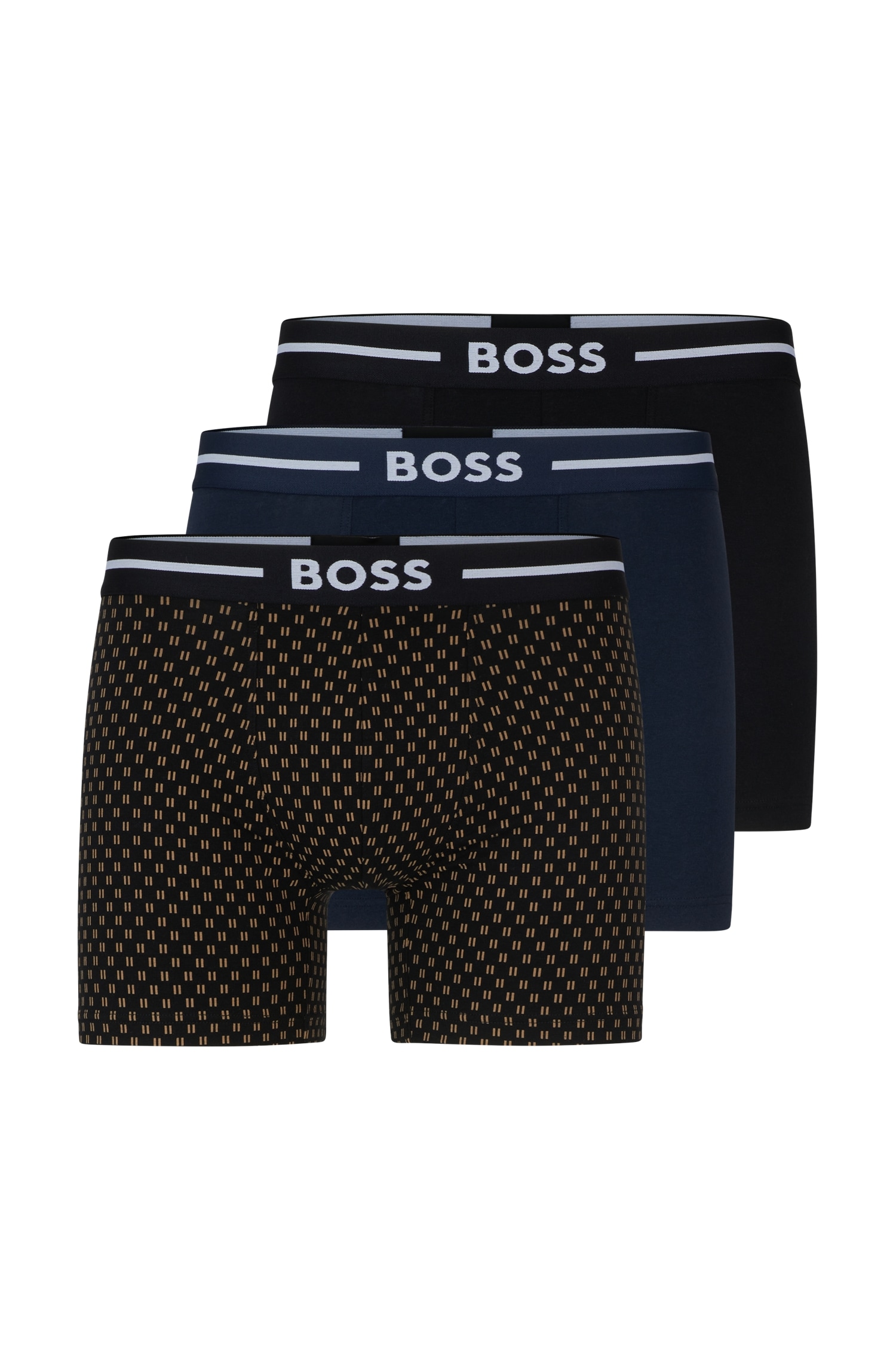 BOSS Boxer "BoxerBr 3P Bold Des", (Packung, 3er), mit elastischem Bund