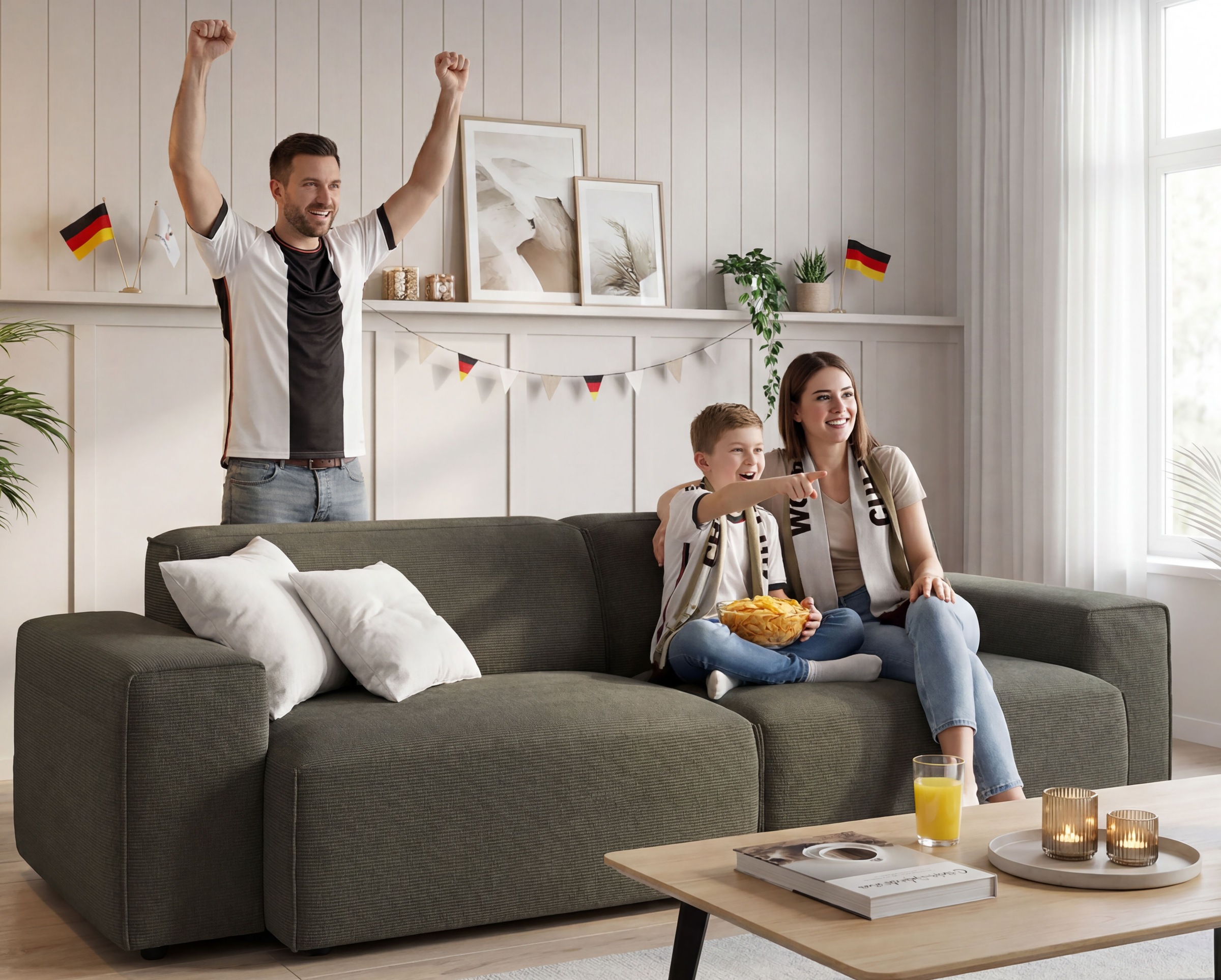 Home affaire Big-Sofa »Glimminge   auch in Breitcord, Feincord + Easy care-Bezug,« besondere Kedernähte Zierkissen