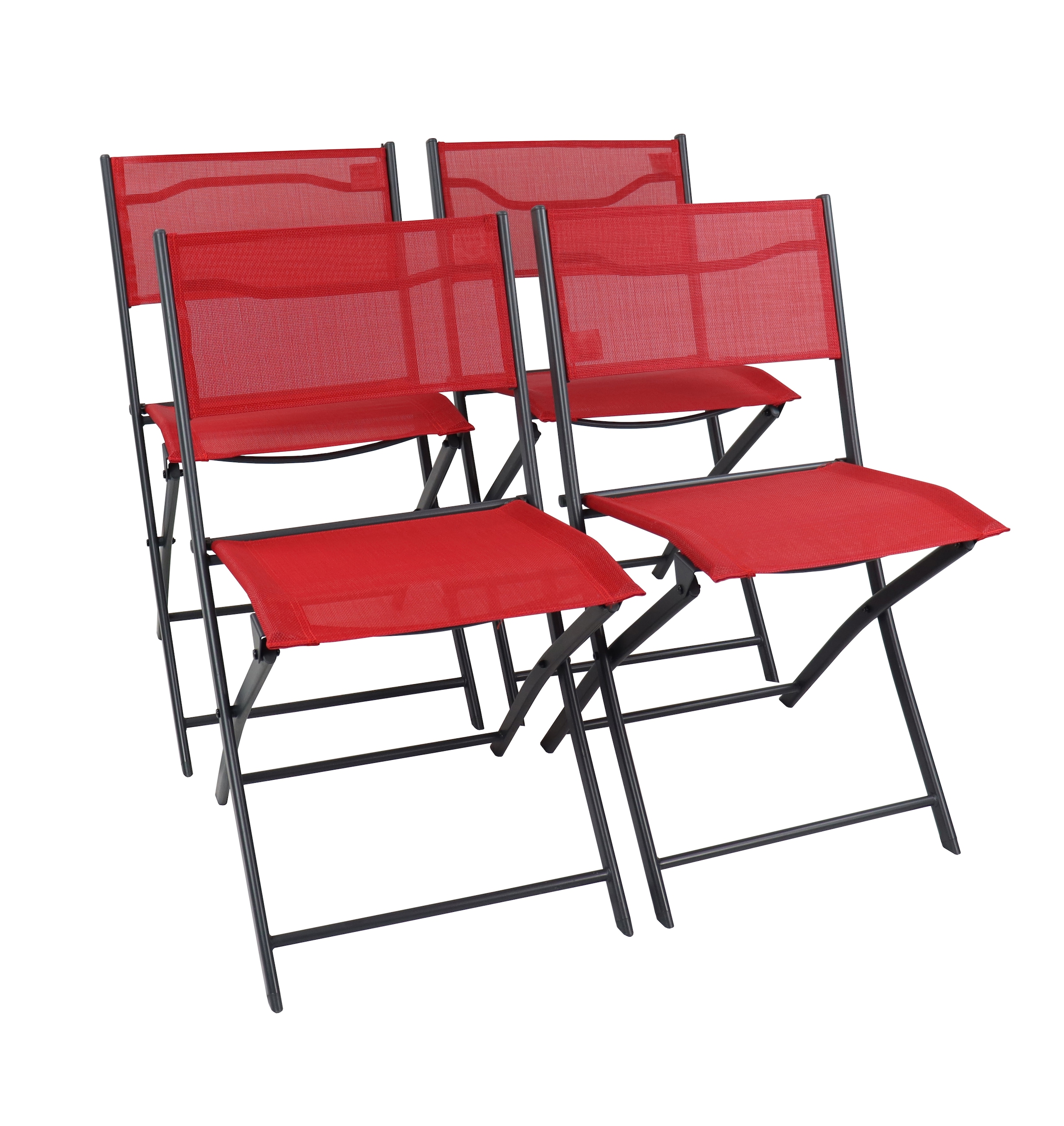 Gartenstuhl VCM "4-tlg. Gartenstuhl Balkonstuhl Klappstuhl Sumila", rot, B:45cm T:46cm, Obermaterial: 80% Textilmaterial TEXMAT. 20% Metall MT., Stühle, Gartenstuhl