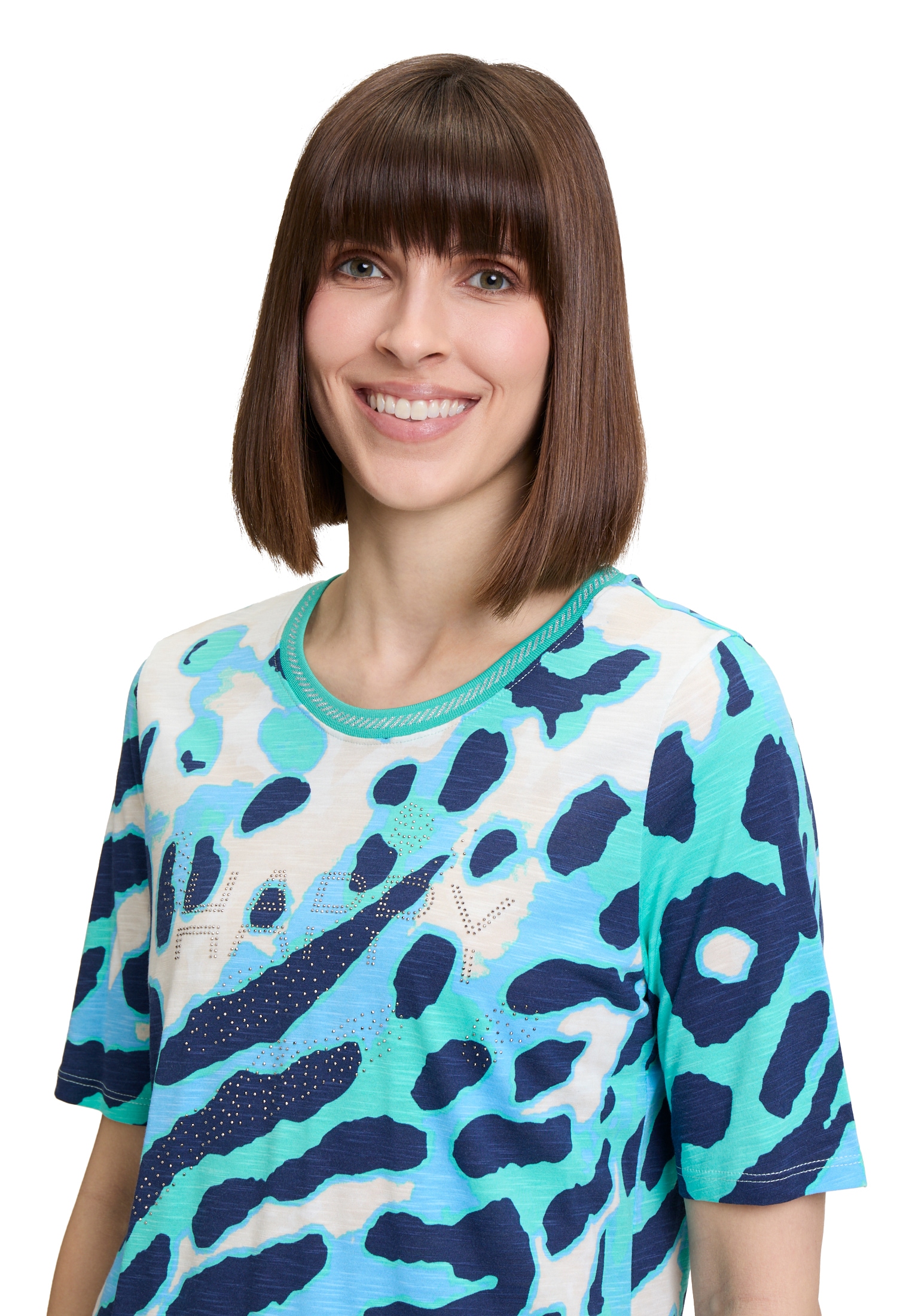 Betty Barclay Kurzarmshirt »Betty Barclay Basic Shirt mit Print«, (1 tlg.), Rippbündchen