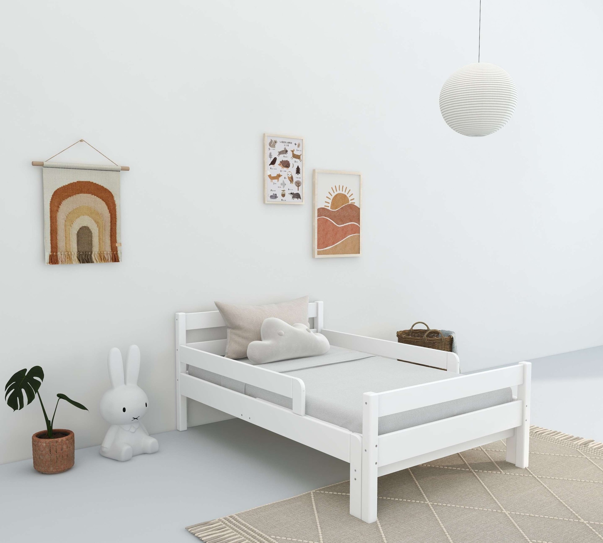 OTTO home Kinderbett »Wenke,  ausziehbar von 140 bis 200 cm, FSC®« 90cm Breite, 140-200cm Liegefläche,  massive Kiefer, mit Lattenrost, zeitlose Optik,  Rausfallschutz