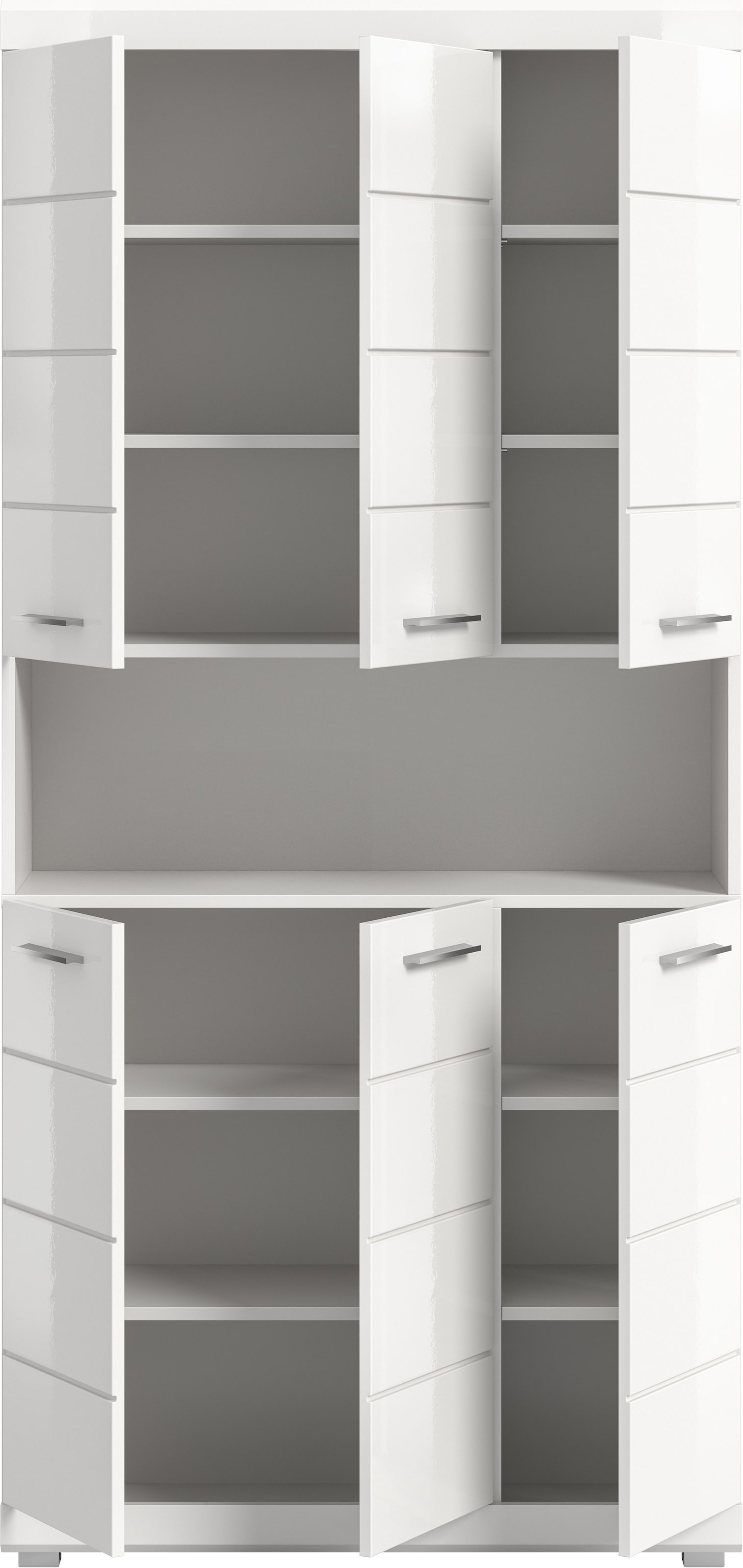 welltime Hochschrank »SIENA, Höhe 191cm, 6 Türen, 1 offenes Fach, 8 Einlegeböden, MDF-Front« TOPSELLER! Viel Stauraum,  Badmöbel, Badschrank, Badezimmer, Mehrzweckschrank, Universalschrank