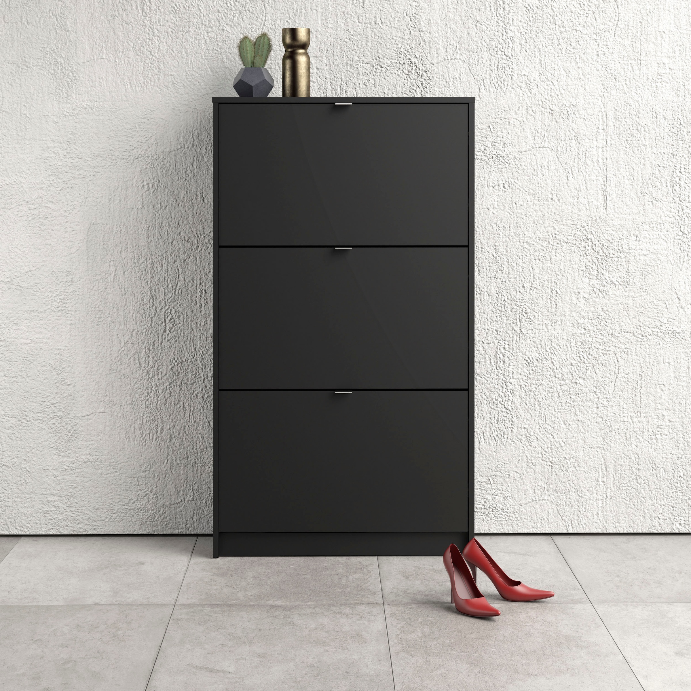Home affaire Schuhschrank "Shoes Schuhaufbewahrung, Schuhkommode, Schuhregal," mit drei Klappen, 2 Böden, Höhe 123 cm, ca. 18 Paar Schuhe