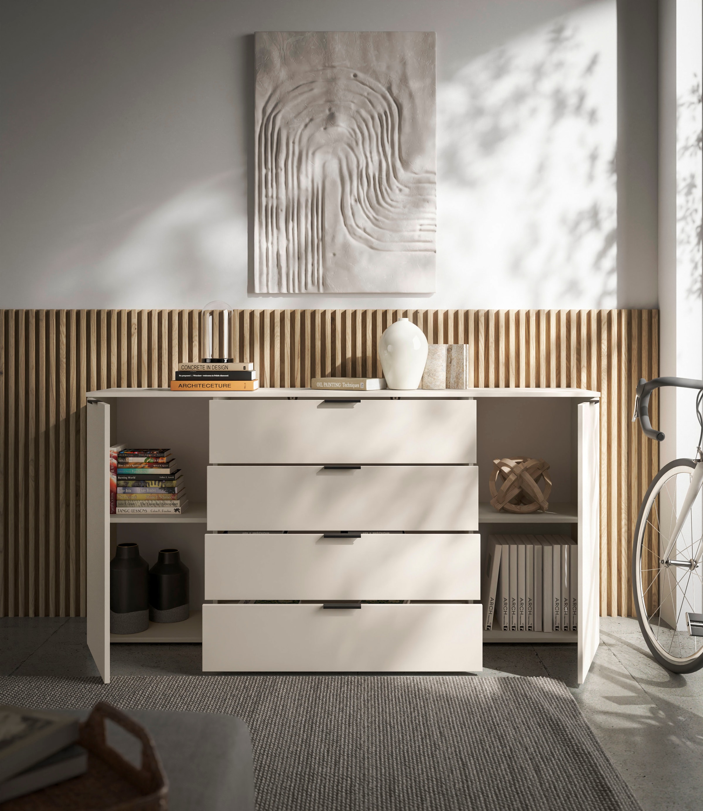 HBZ Sideboard »Linz Kommode, BxHxT 180x90x40cm«, (1 St.), Breite 180cm,Lip-Griff, Melaminbeschichtung