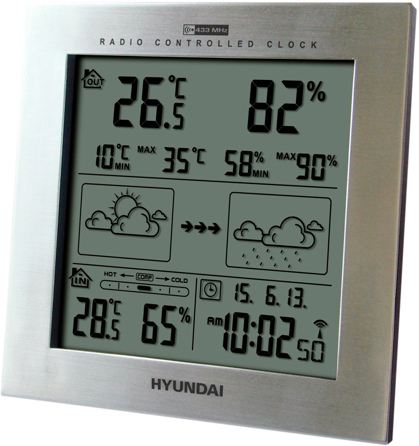 Wetterstation »Hyundai WS2244W«, (mit Außensensor)