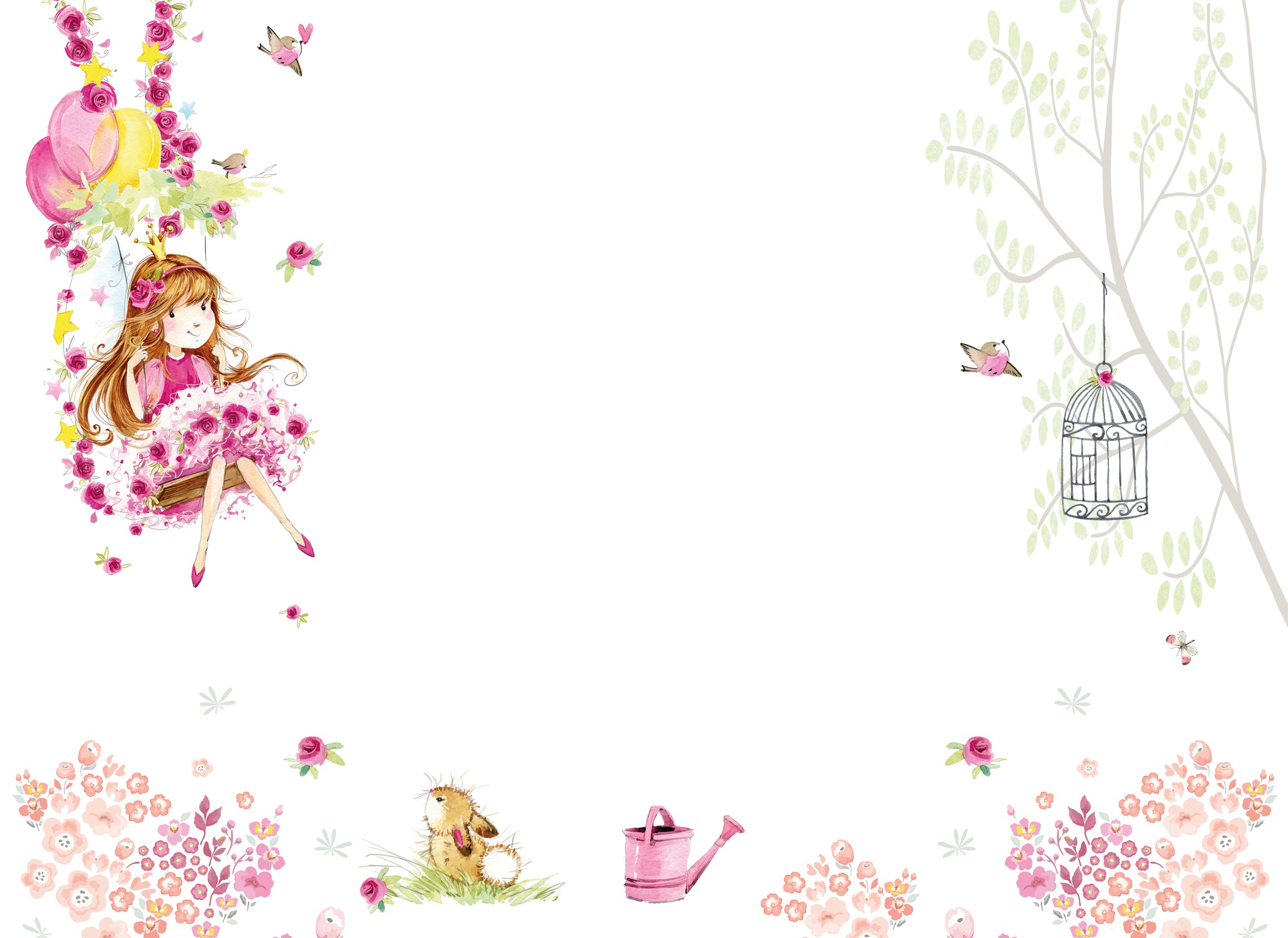 A.S. Création Vliestapete »Kinderzimmer Fototapete Schaukel Rosa Weiß« matt strukturiert