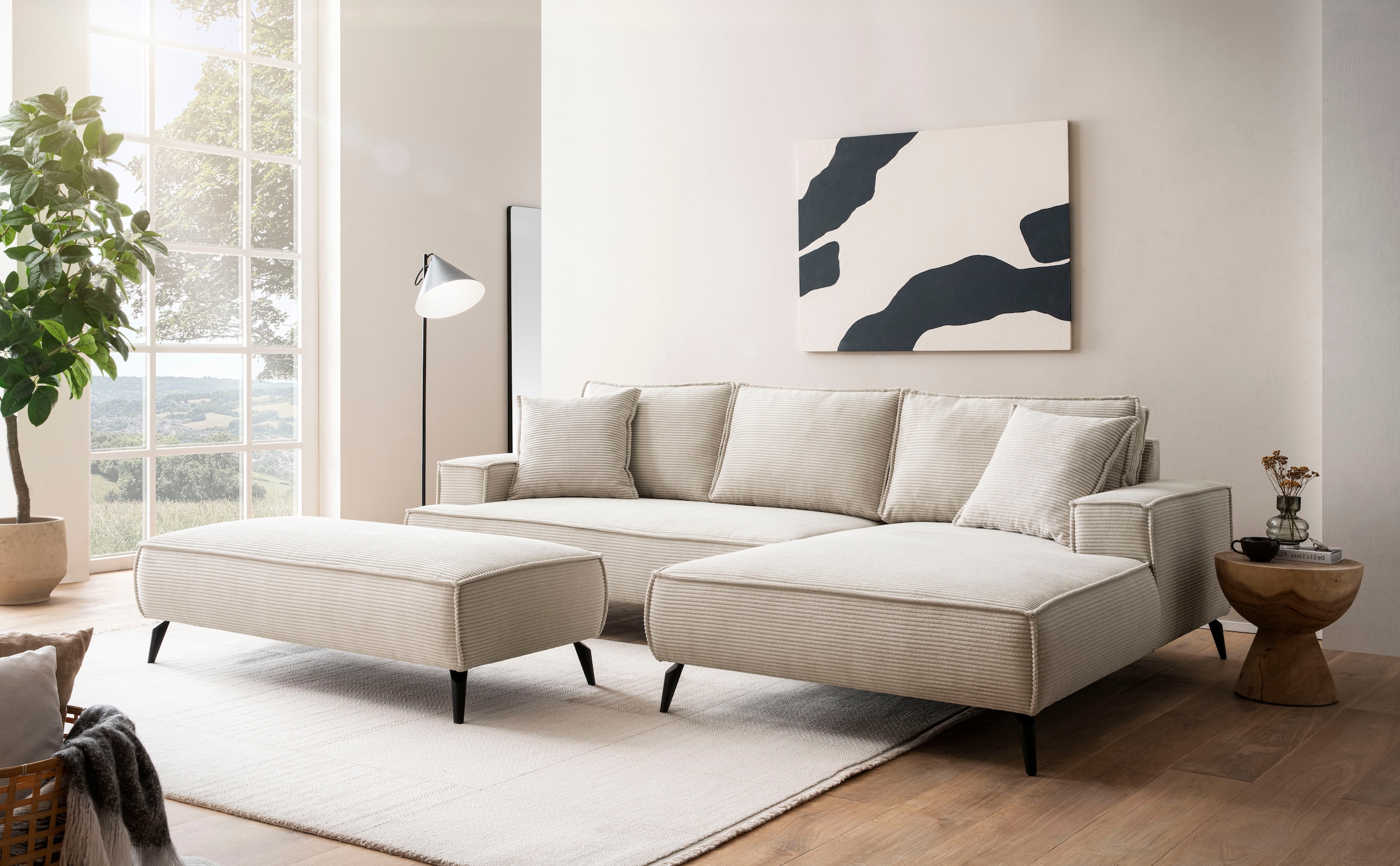 Home affaire Ecksofa "TVINNU, L-Form, 275cm, in Cord und Leinenoptik" wahlw günstig online kaufen