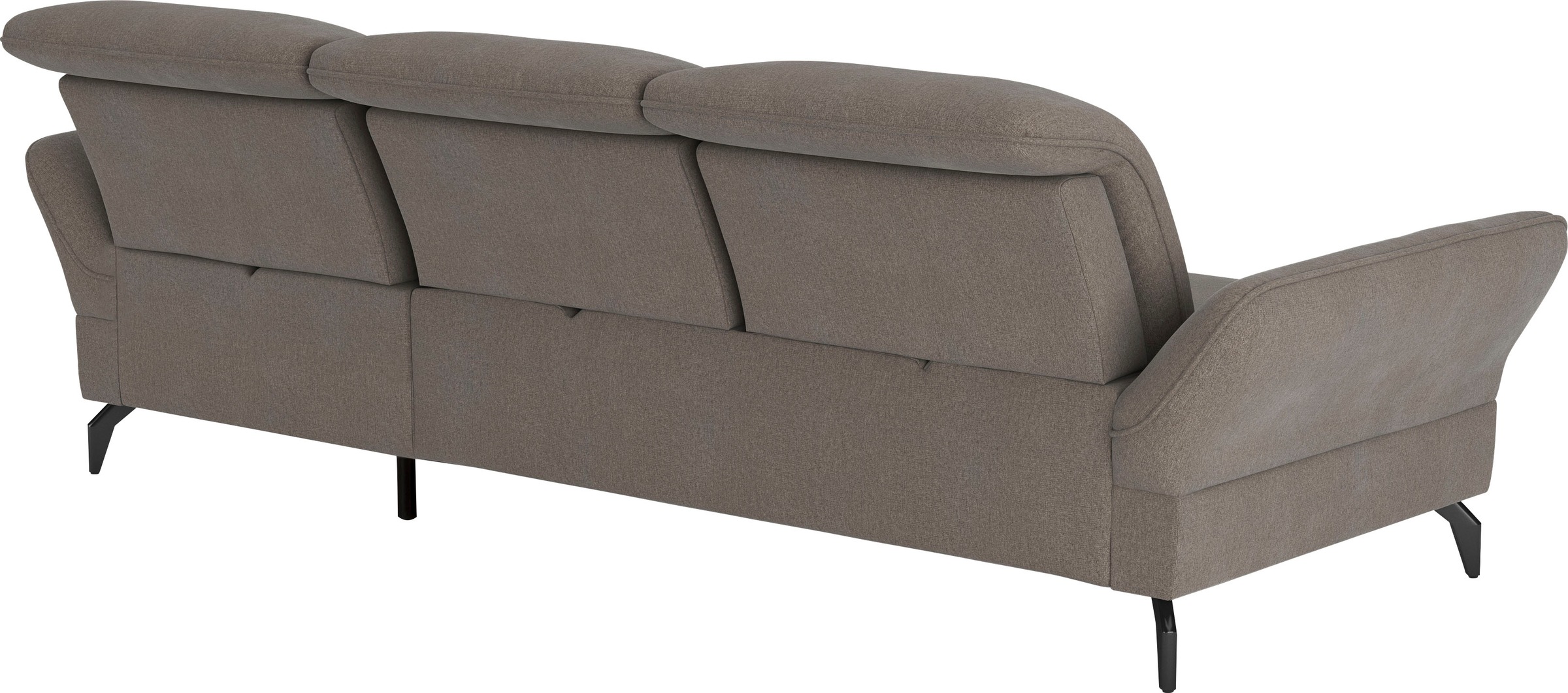 Ecksofa SIT & MORE "Leandro L-Form", braun (schlamm), B:267cm H:88cm T:200cm, 100% Polyester, Sofas, Ecksofa, Wahlweise mit Bett-, Kopfteil - und Armlehnfunktion, sowie Bettkasten 3