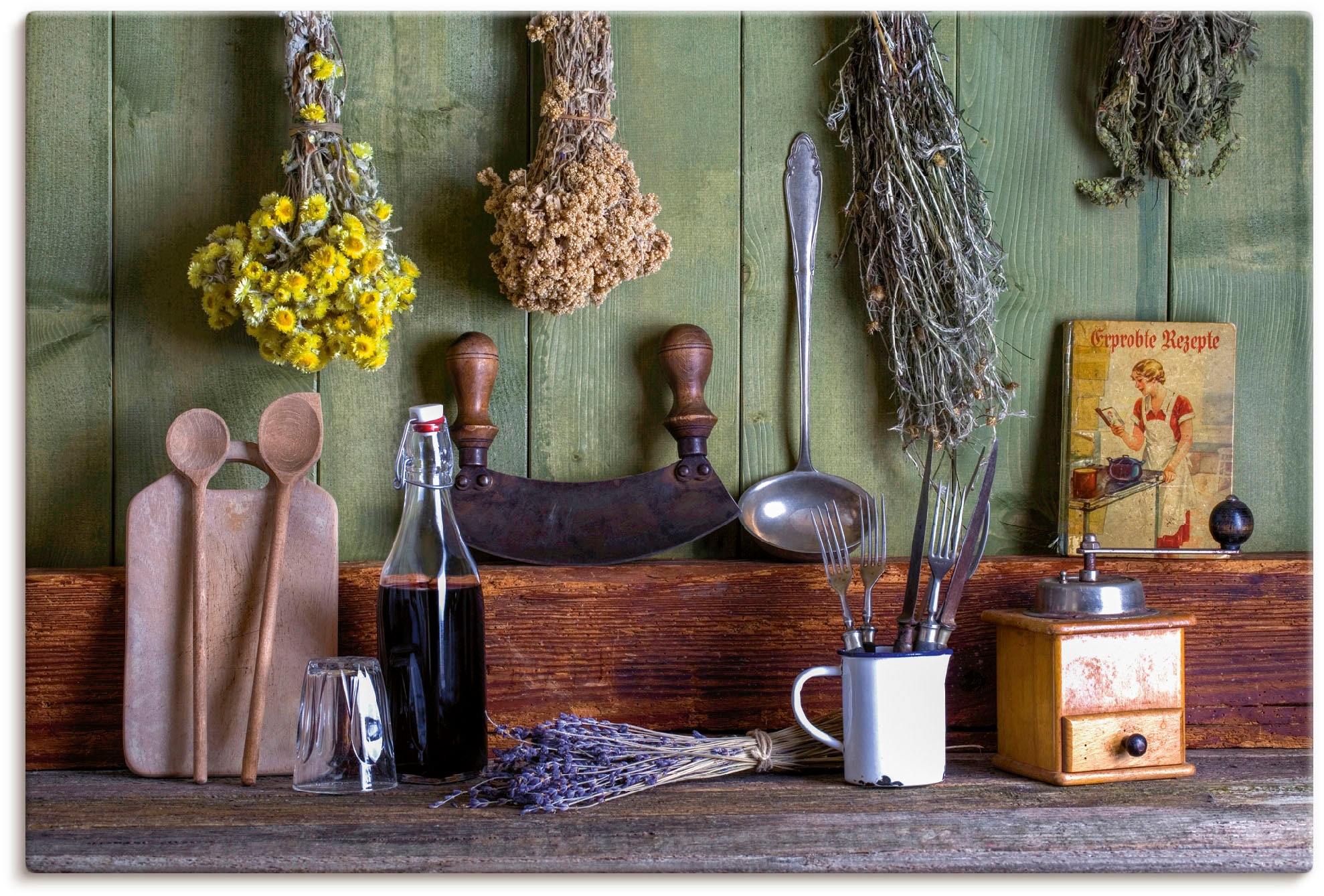 Artland "Rustikale Küchenszene" Innenarchitektur 1 Stk. tlg. als Leinwandbi günstig online kaufen